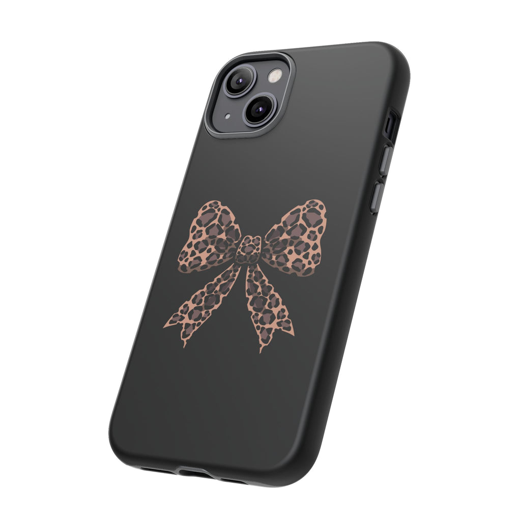 Leopard Print Bow Tough Phone Case — Cute Chic Protective Cover