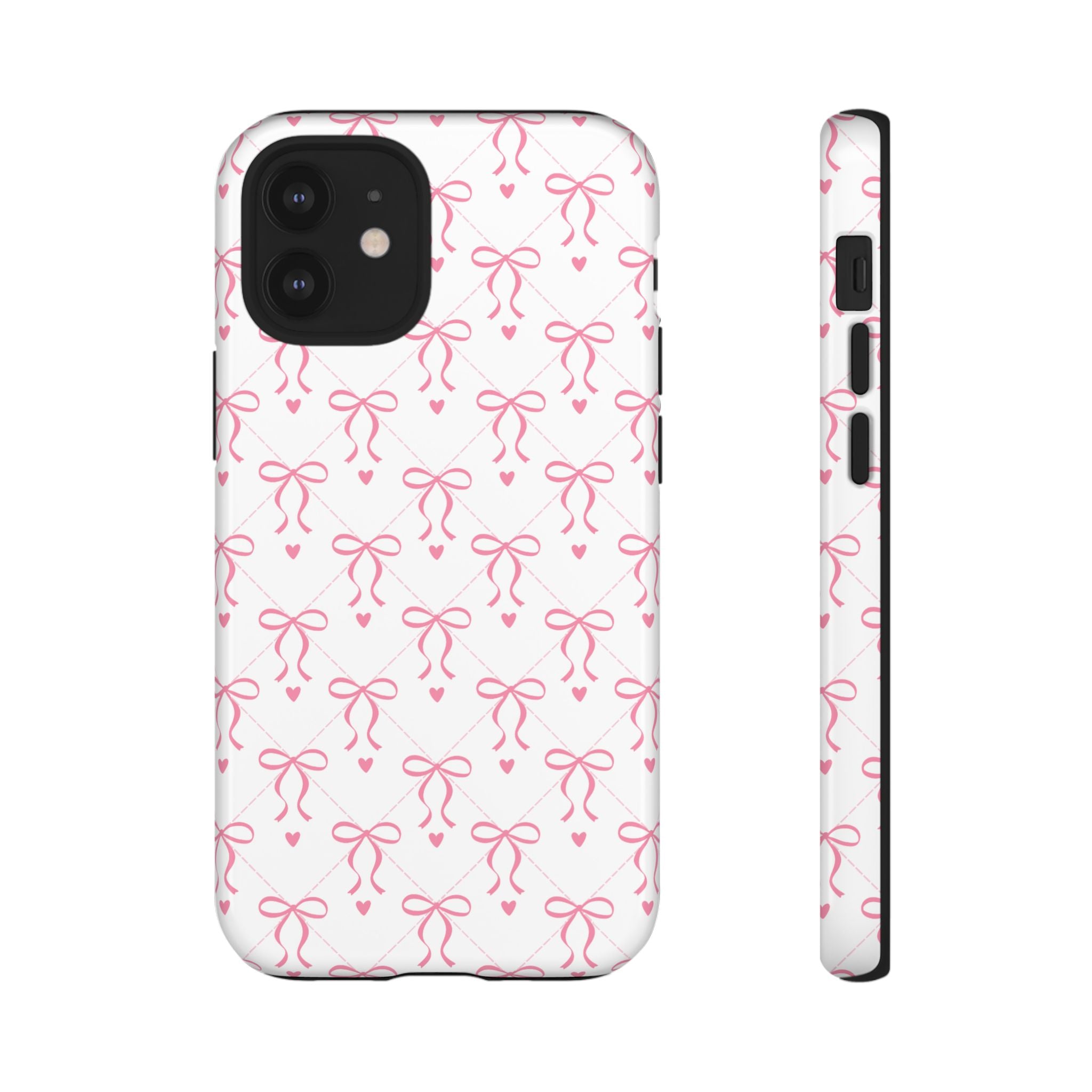 Pink Bow Pattern Phone Case — Cute Feminine Tough Case