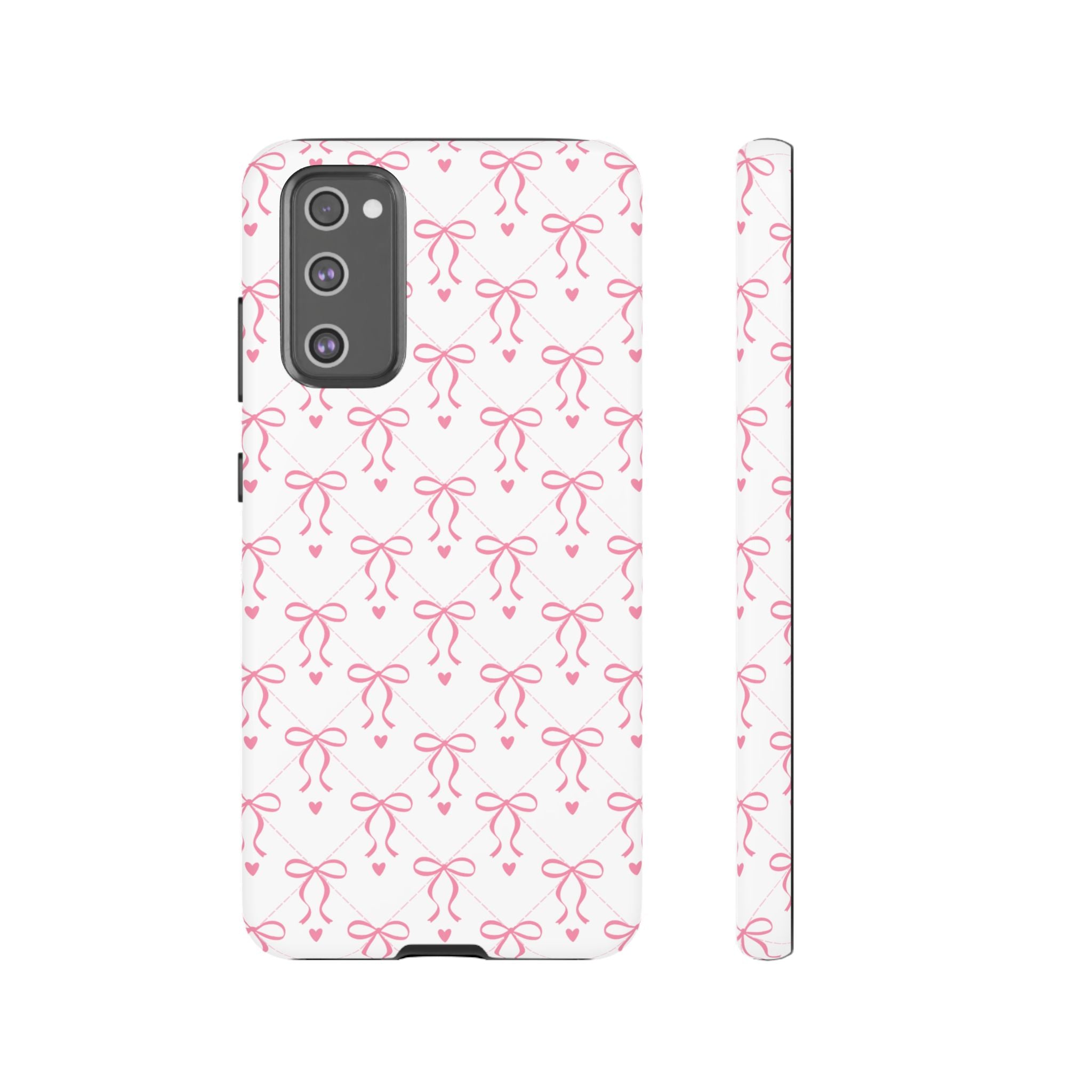 Pink Bow Pattern Phone Case — Cute Feminine Tough Case