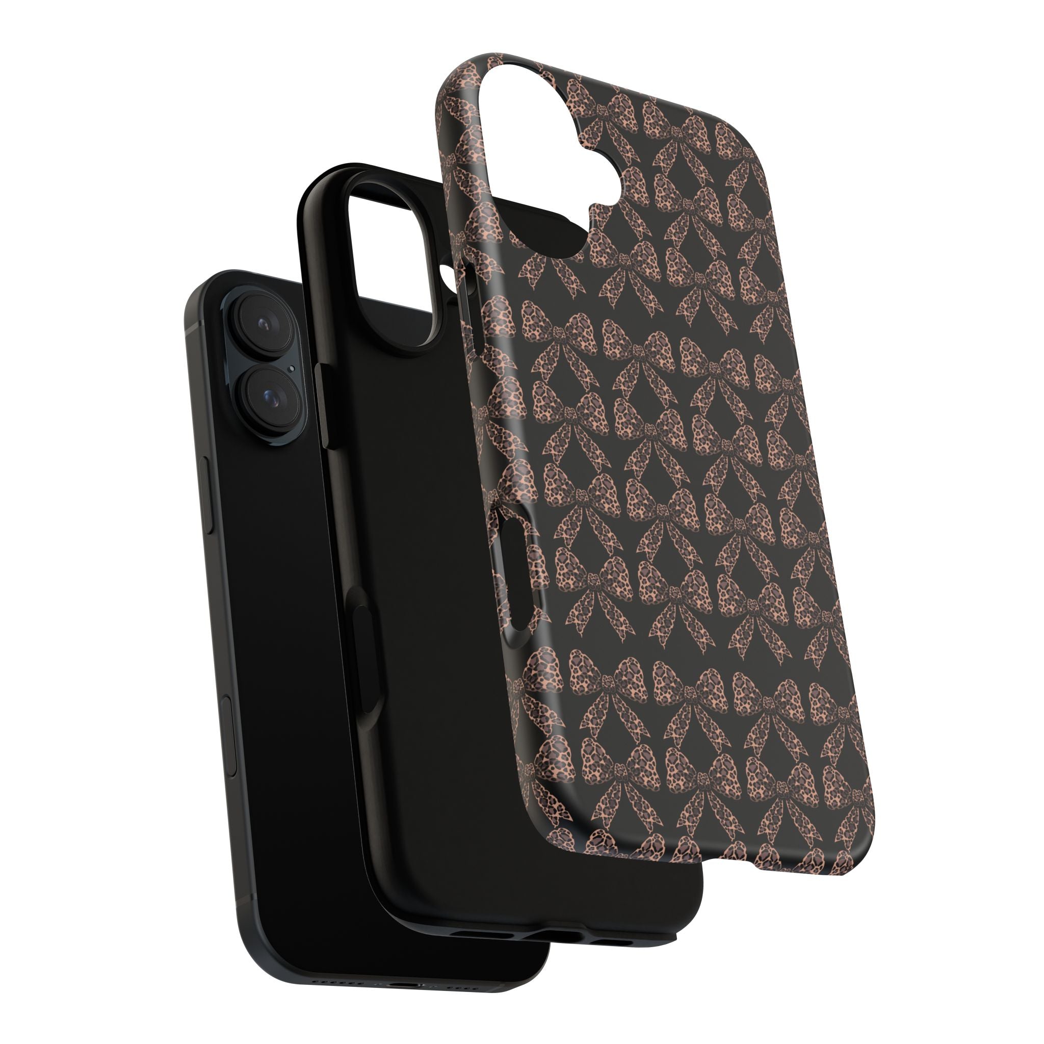 Leopard Print Bow Tough Phone Case — Black & Gold Pattern