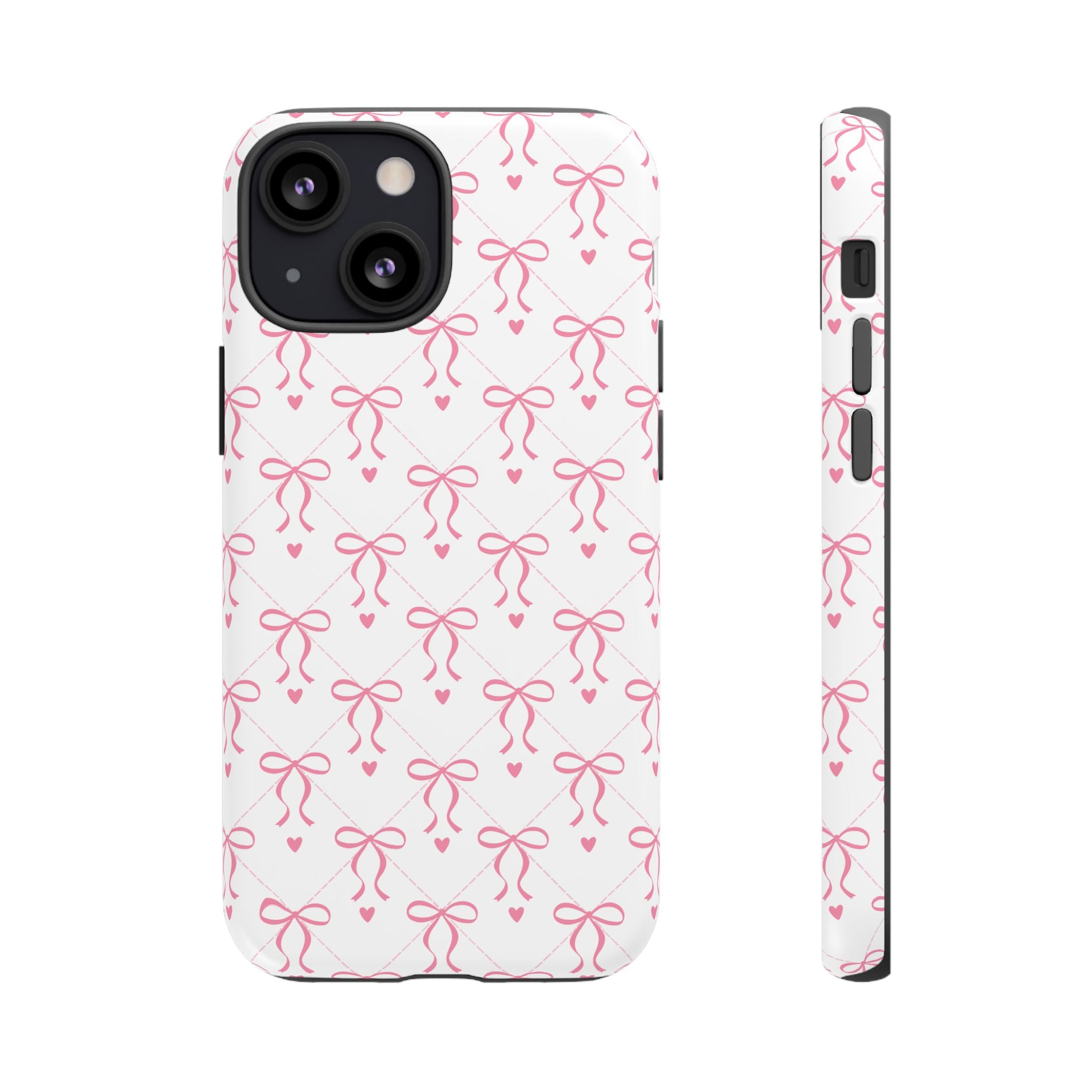 Pink Bow Pattern Phone Case — Cute Feminine Tough Case