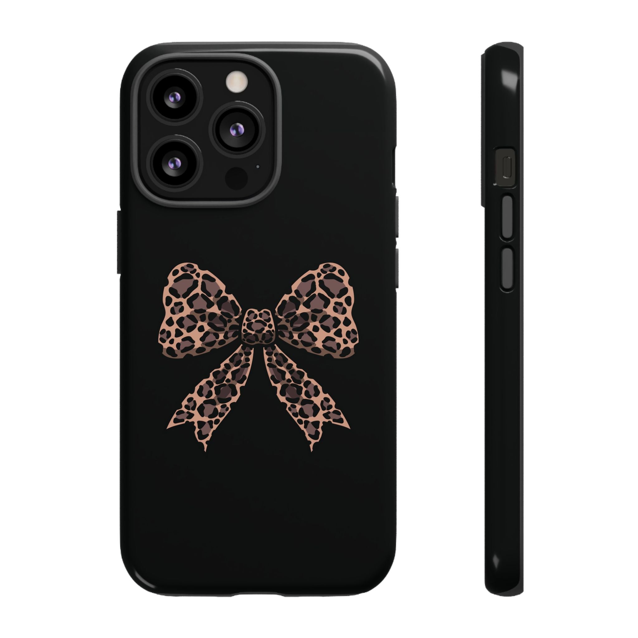 Leopard Print Bow Tough Phone Case — Cute Chic Protective Cover