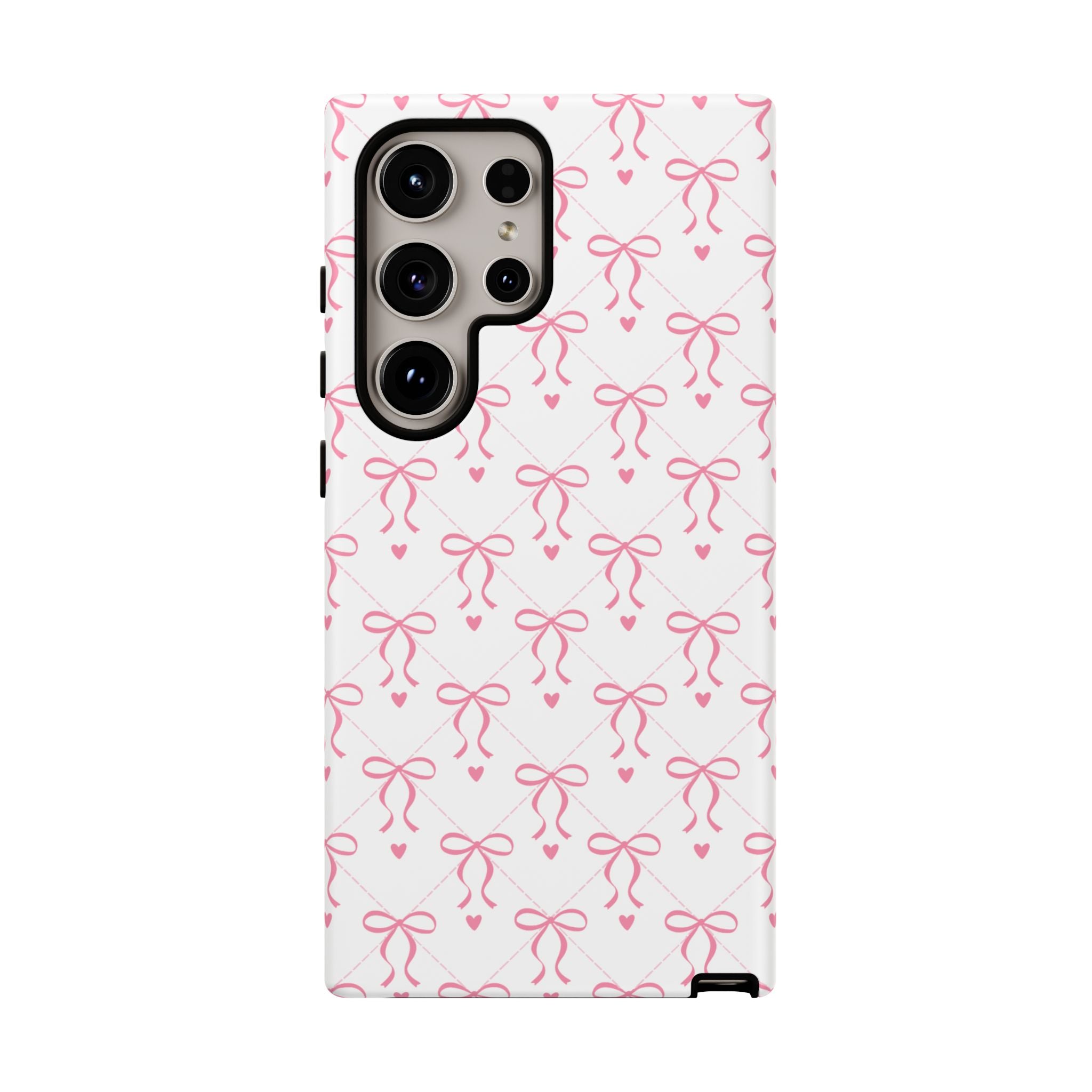 Pink Bow Pattern Phone Case — Cute Feminine Tough Case