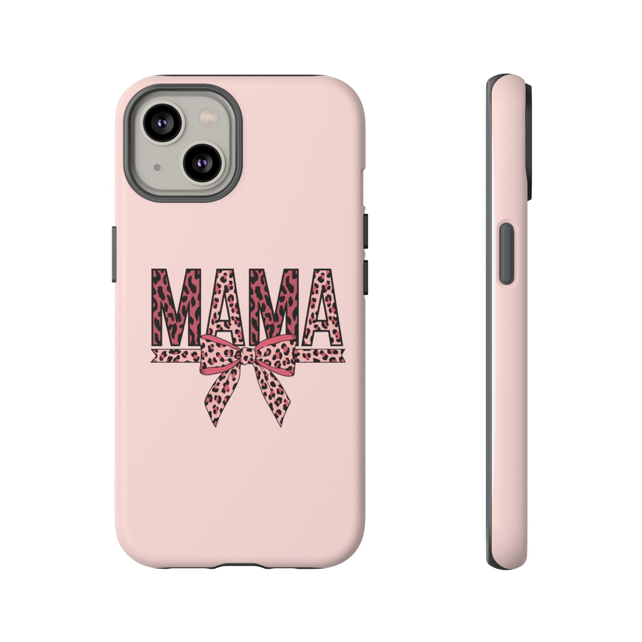 Mama Leopard Bow Phone Case — Pink Tough Protective iPhone Cover