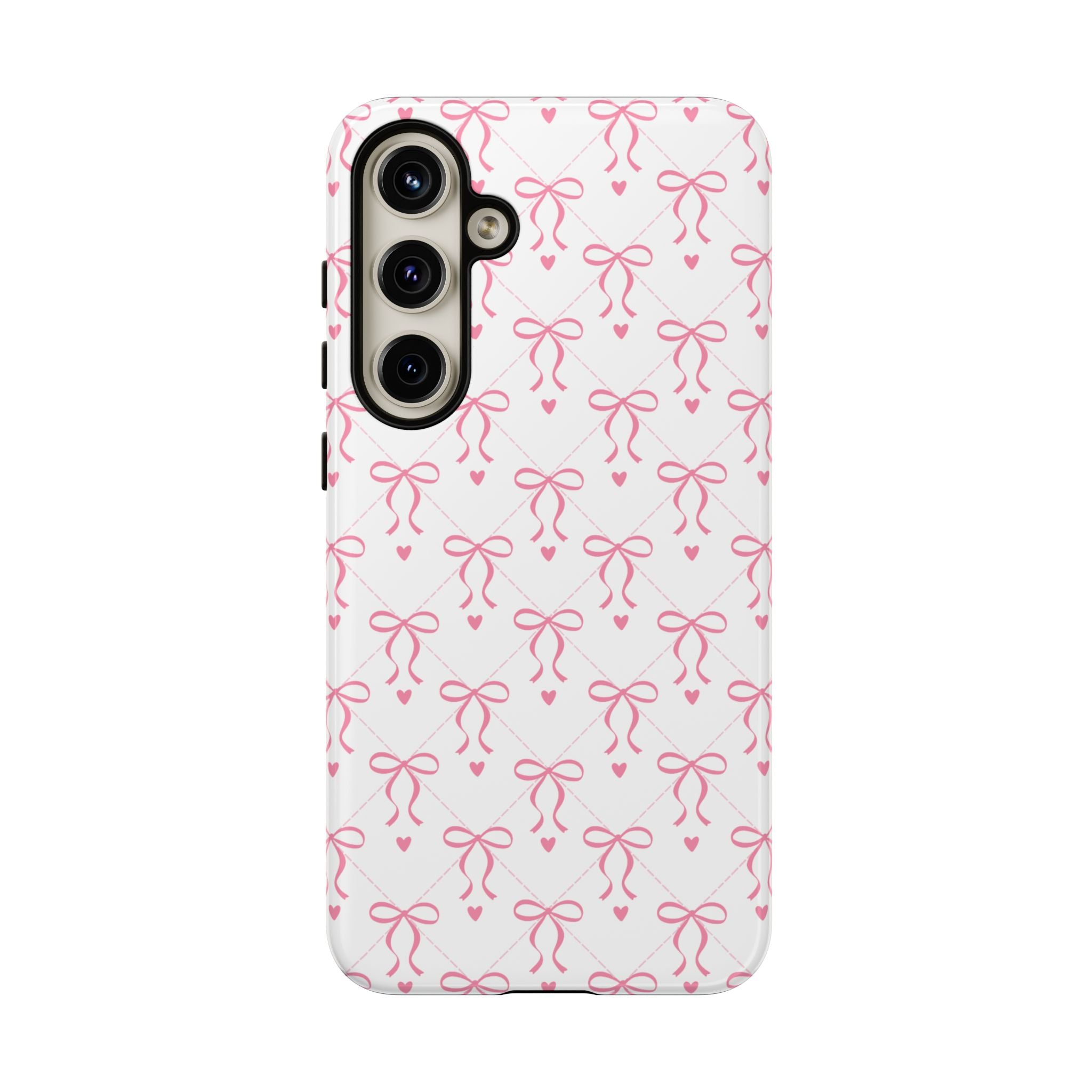 Pink Bow Pattern Phone Case — Cute Feminine Tough Case