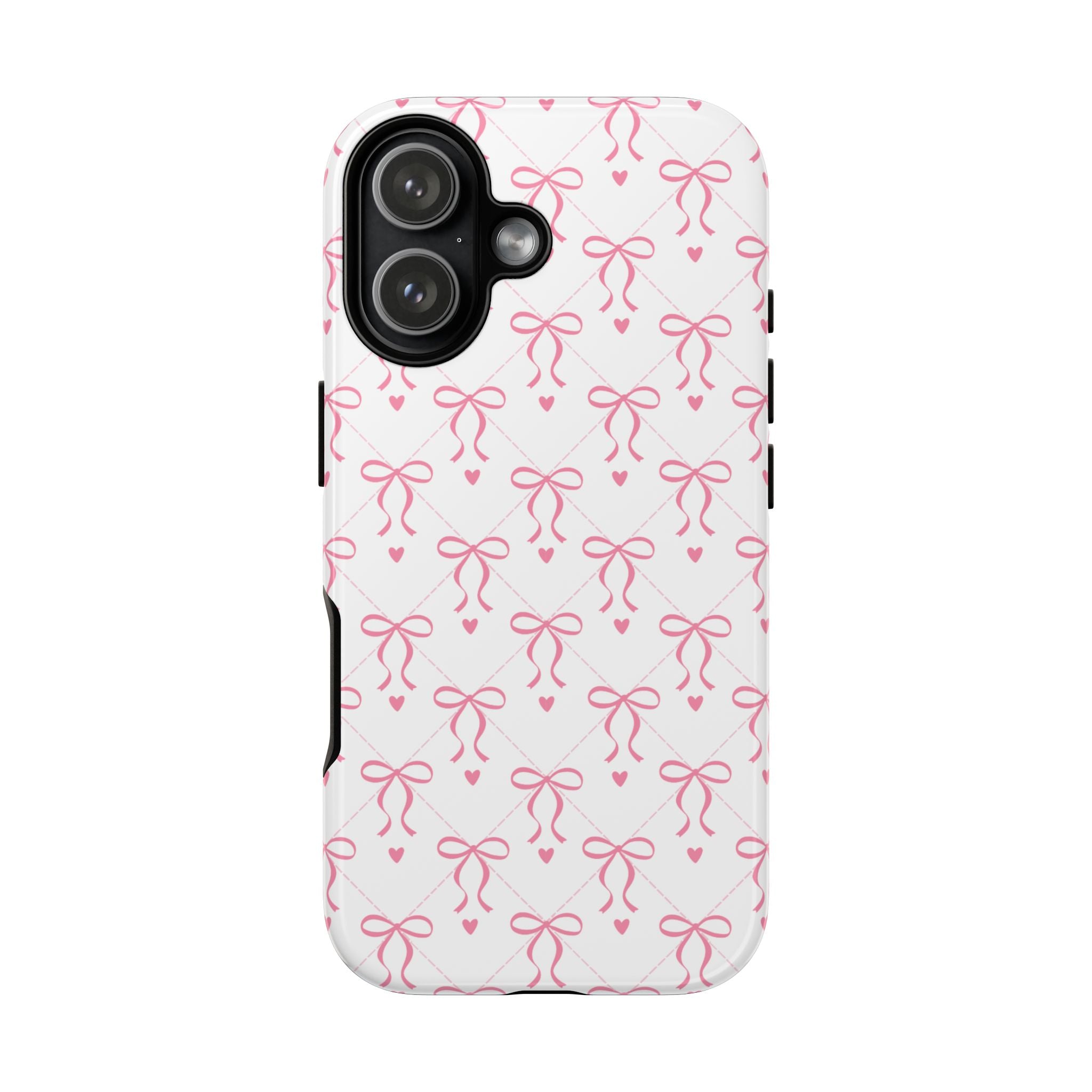 Pink Bow Pattern Phone Case — Cute Feminine Tough Case