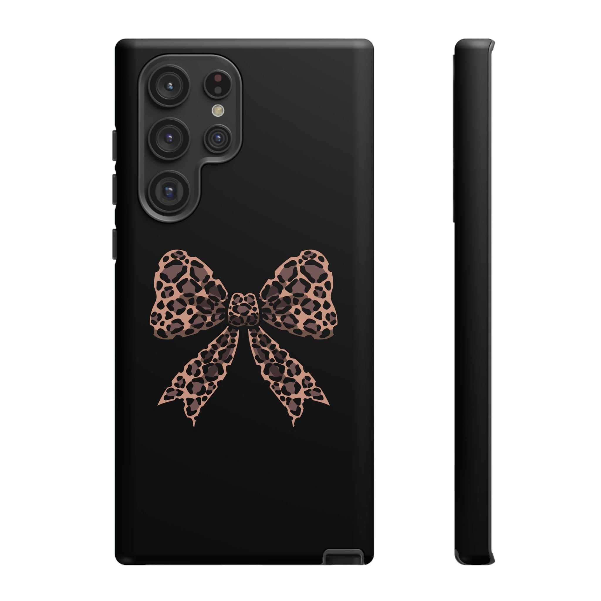 Leopard Print Bow Tough Phone Case — Cute Chic Protective Cover