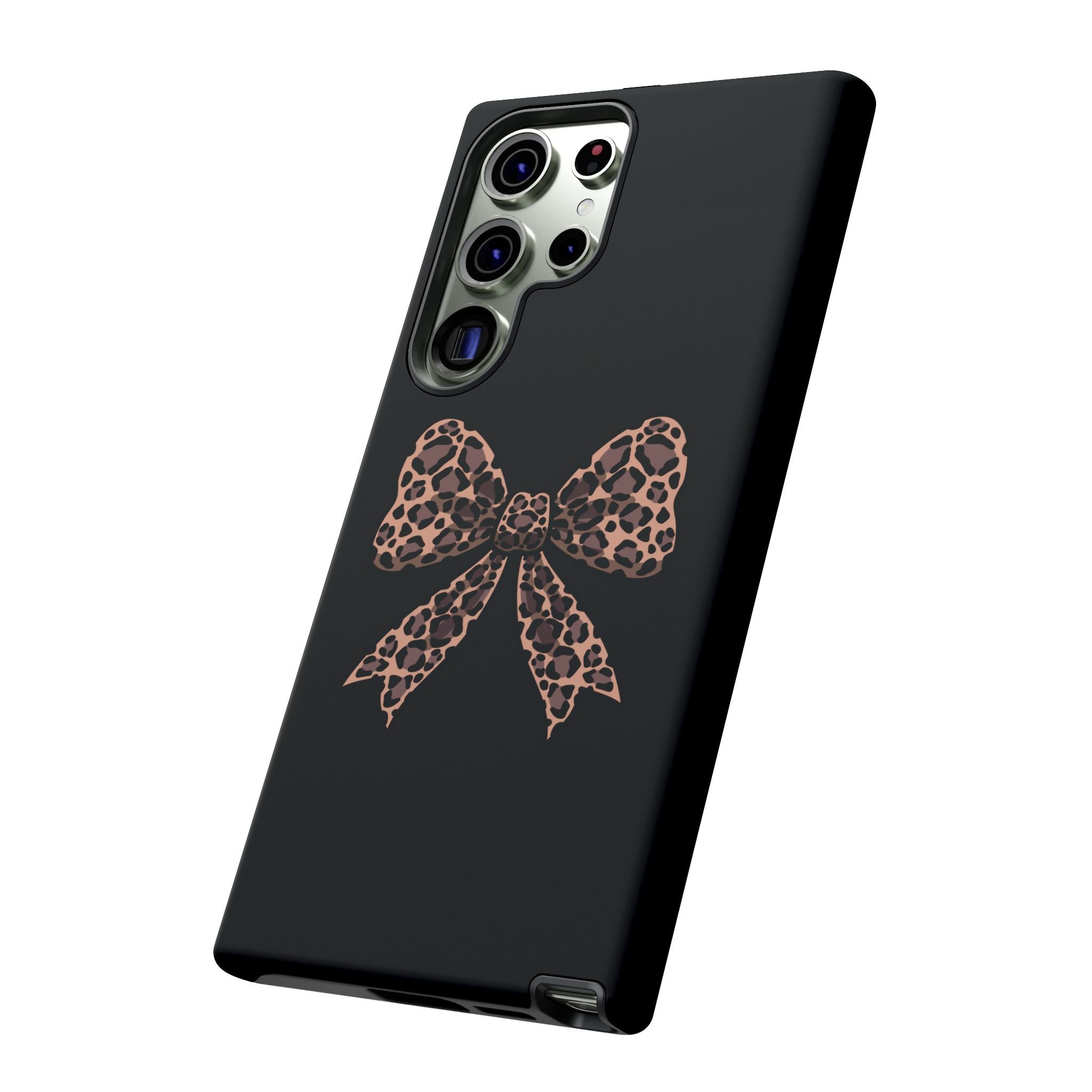 Leopard Print Bow Tough Phone Case — Cute Chic Protective Cover