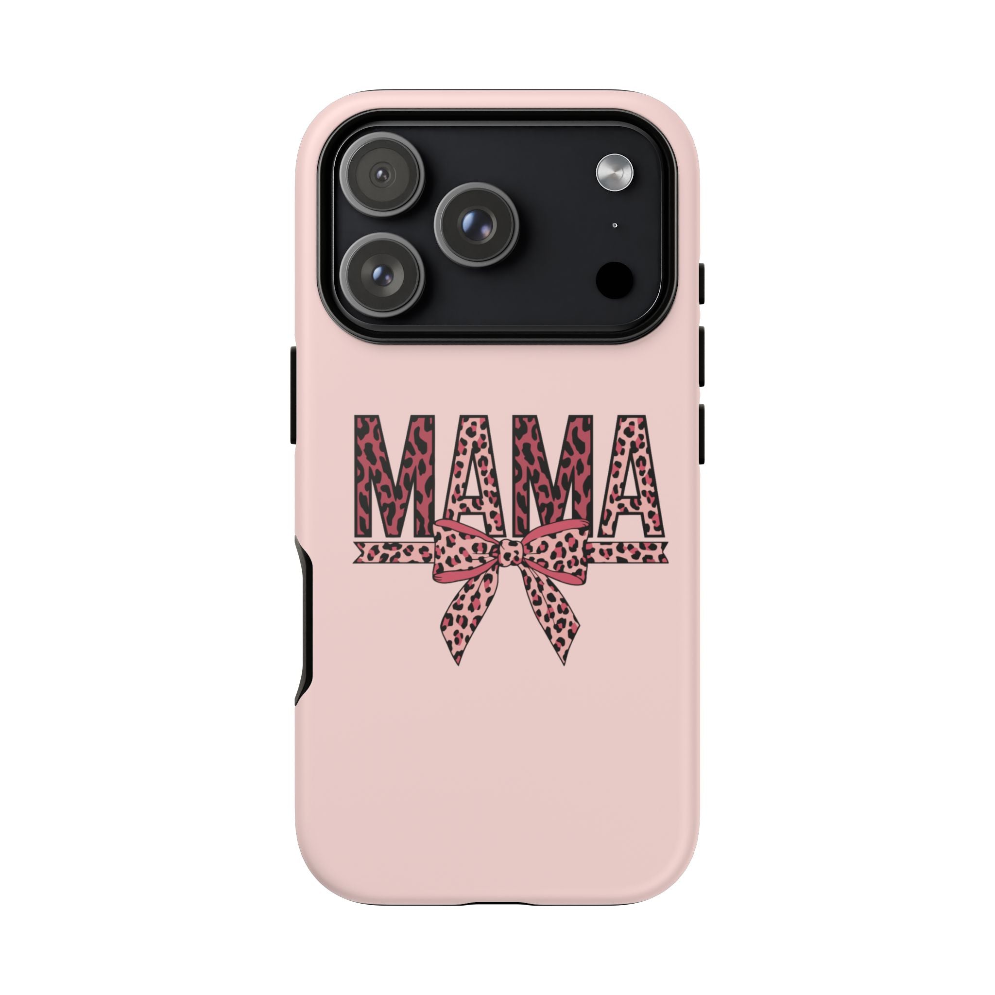 Mama Leopard Bow Phone Case — Pink Tough Protective iPhone Cover