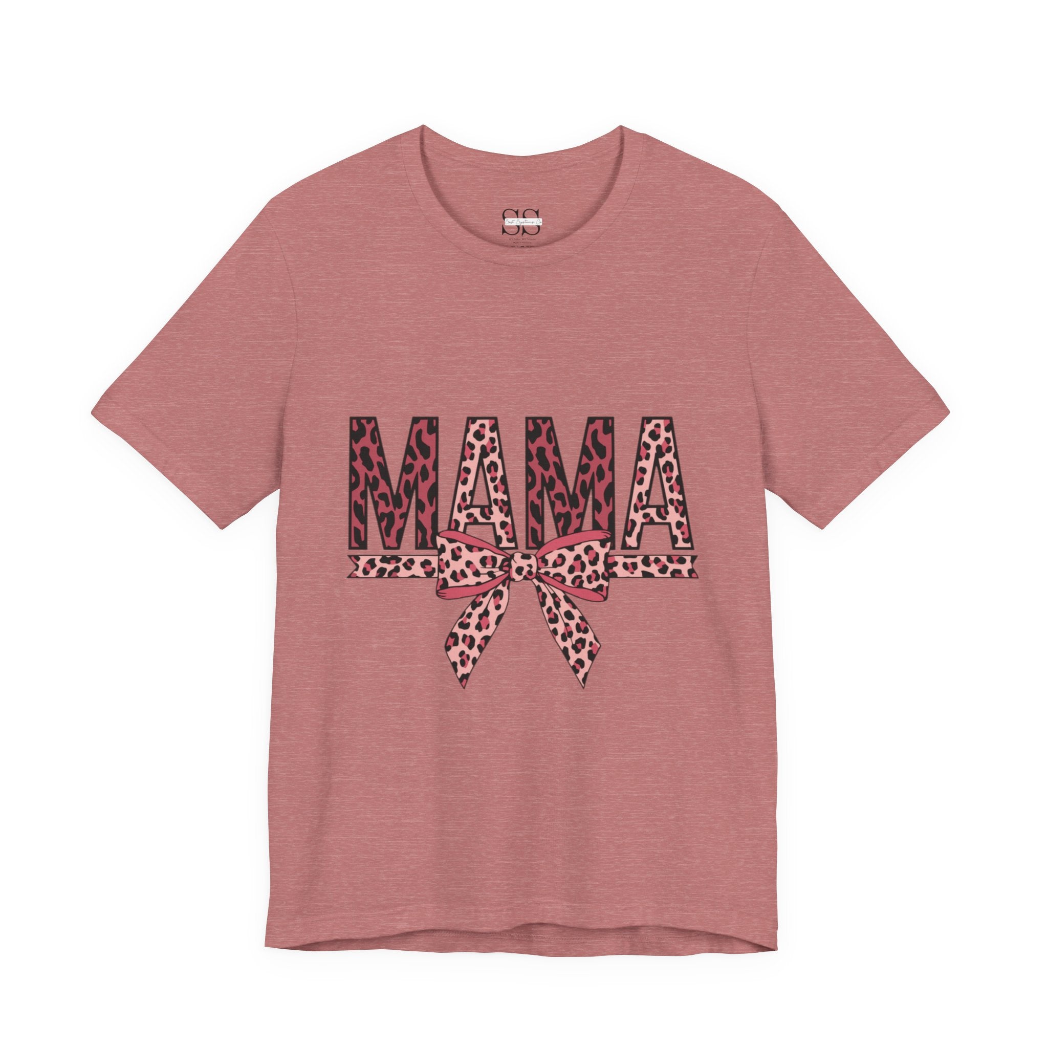 Mama Leopard Bow Tee — Floral Leopard Print "MAMA" Mother's Day T‑Shirt