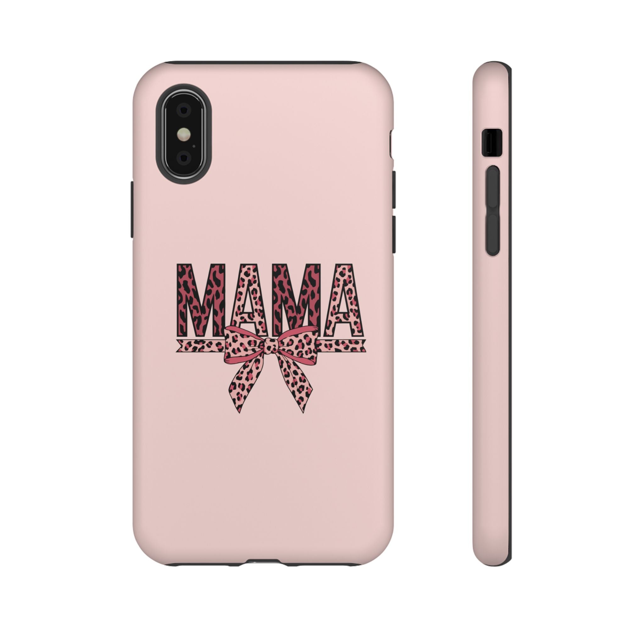 Mama Leopard Bow Phone Case — Pink Tough Protective iPhone Cover