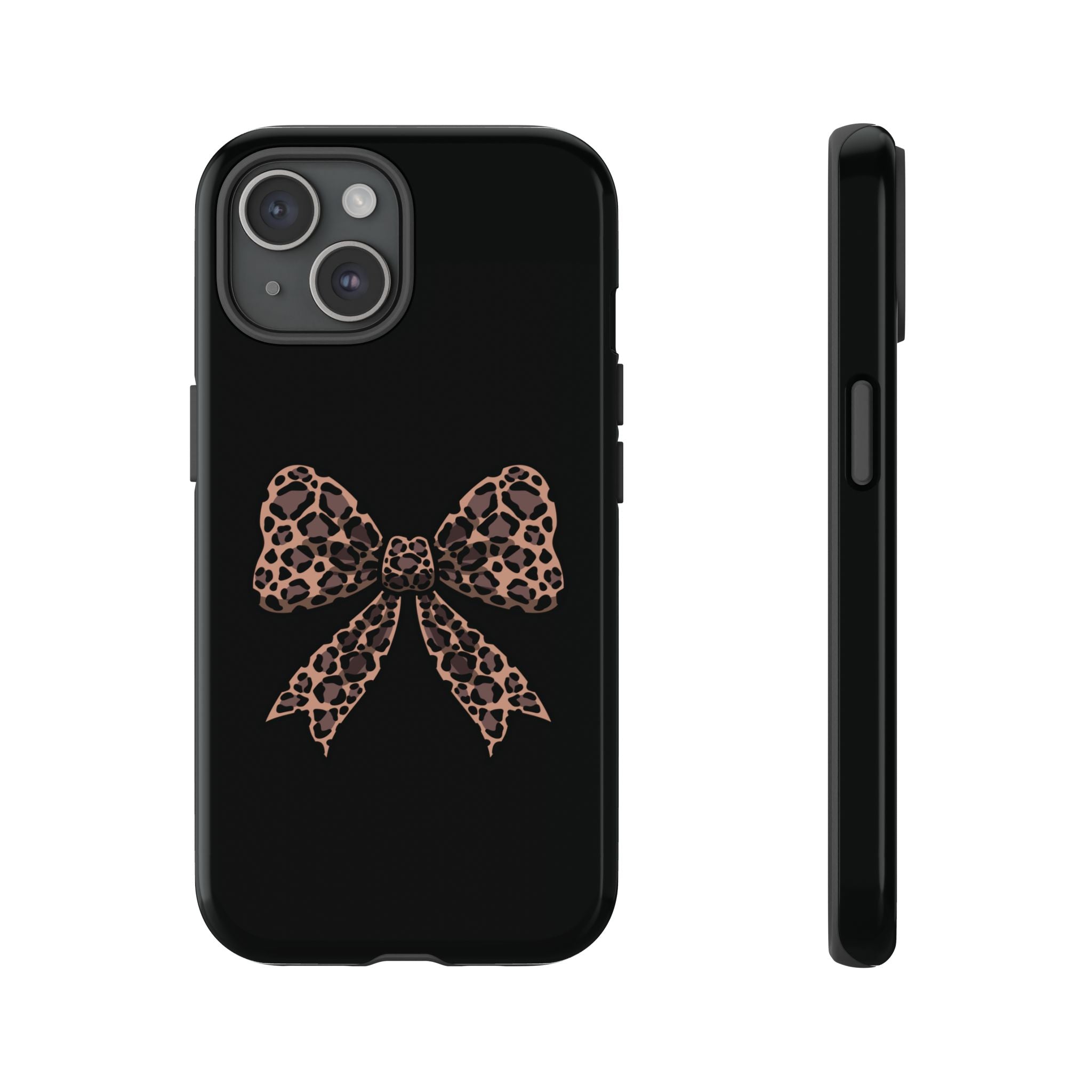 Leopard Print Bow Tough Phone Case — Cute Chic Protective Cover