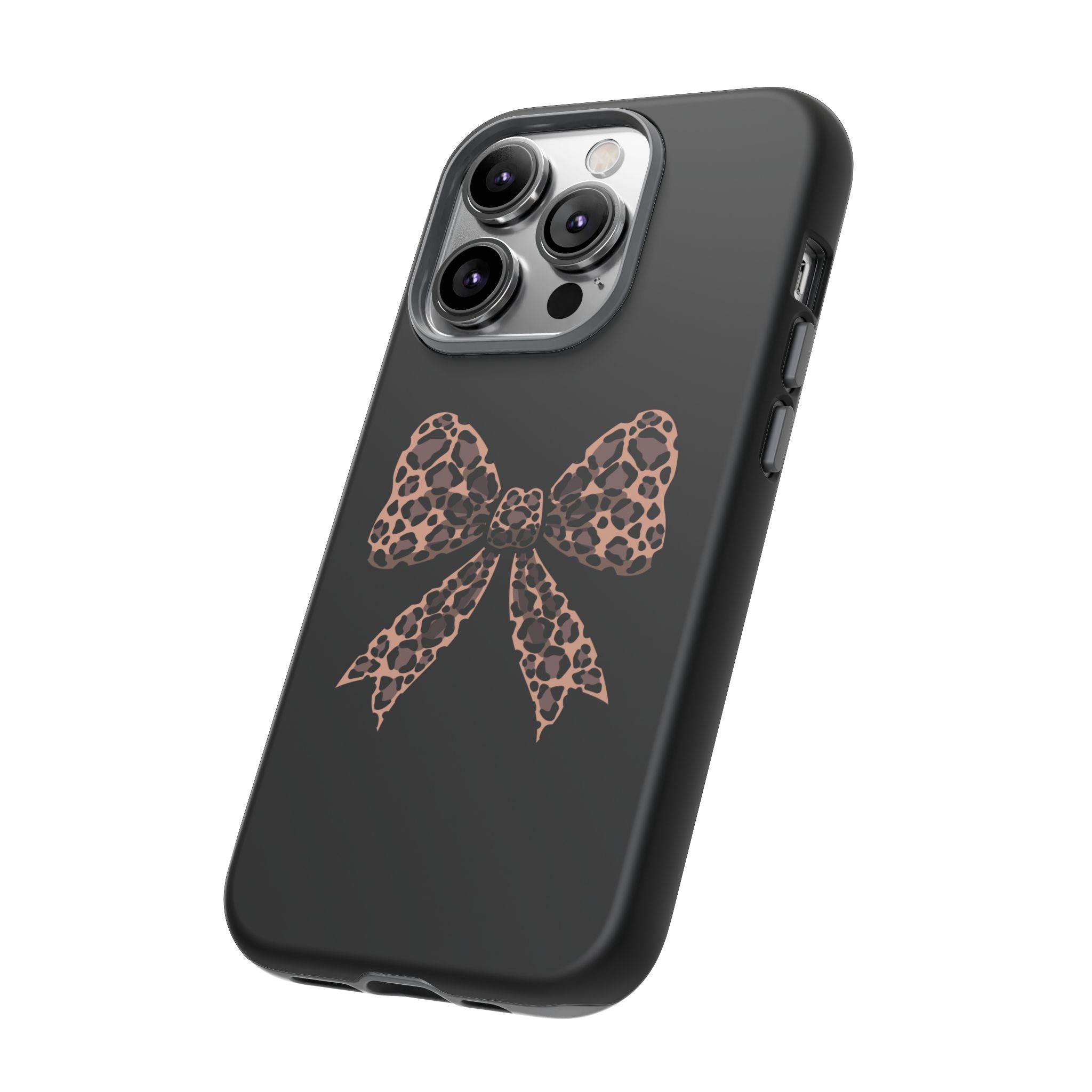 Leopard Print Bow Tough Phone Case — Cute Chic Protective Cover