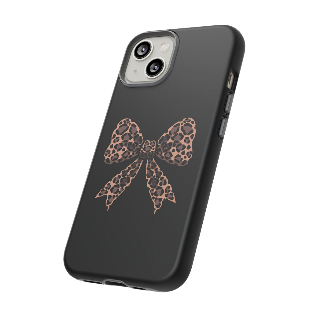 Leopard Print Bow Tough Phone Case — Cute Chic Protective Cover