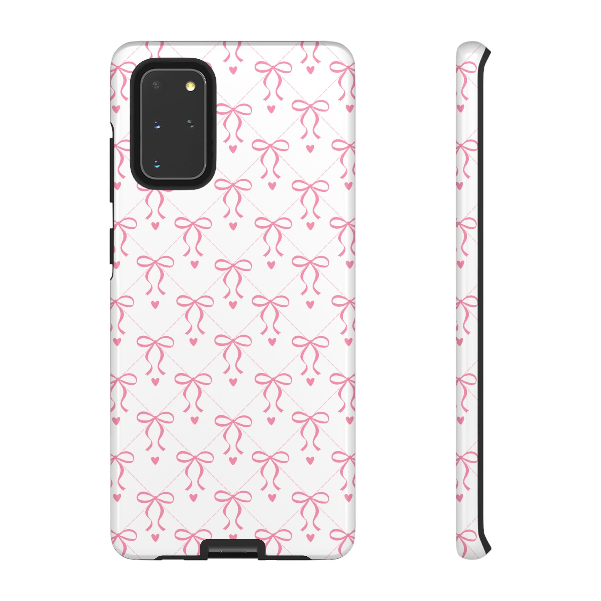 Pink Bow Pattern Phone Case — Cute Feminine Tough Case