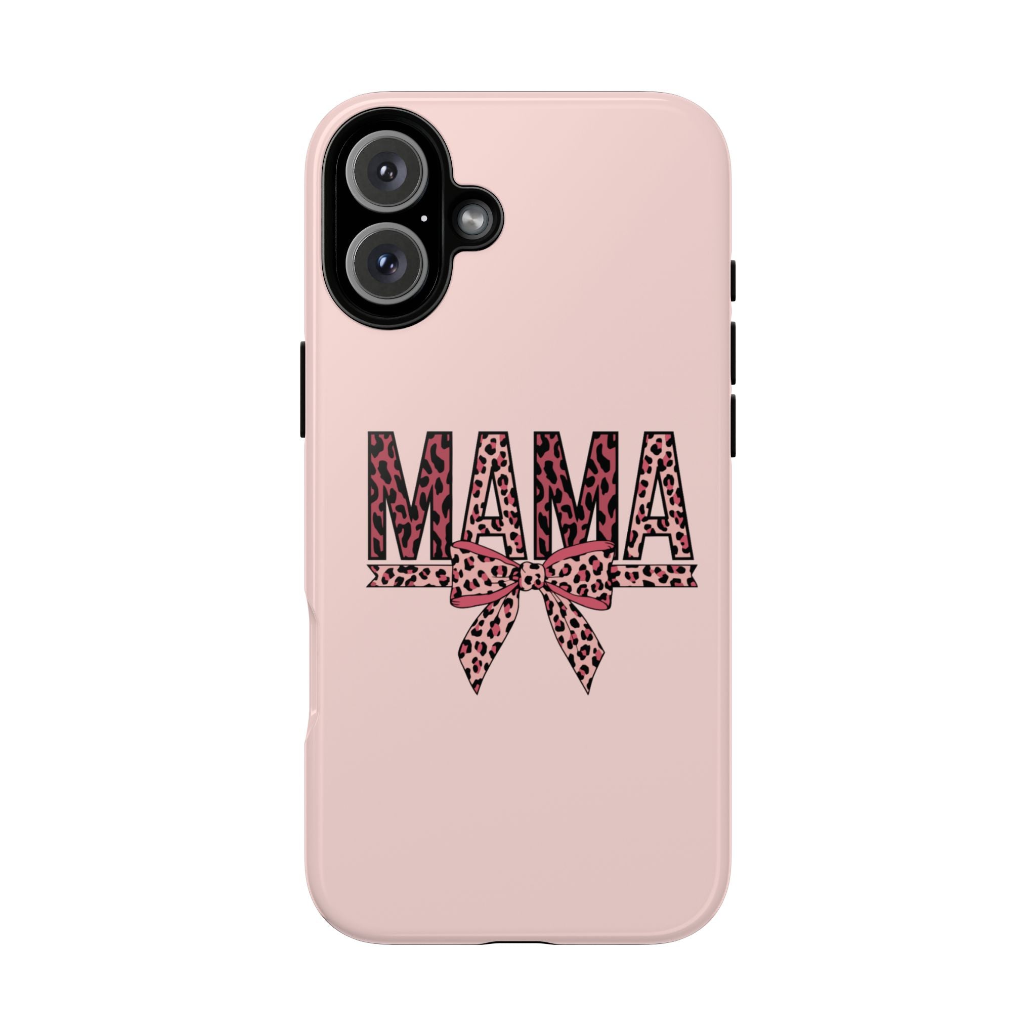 Mama Leopard Bow Phone Case — Pink Tough Protective iPhone Cover