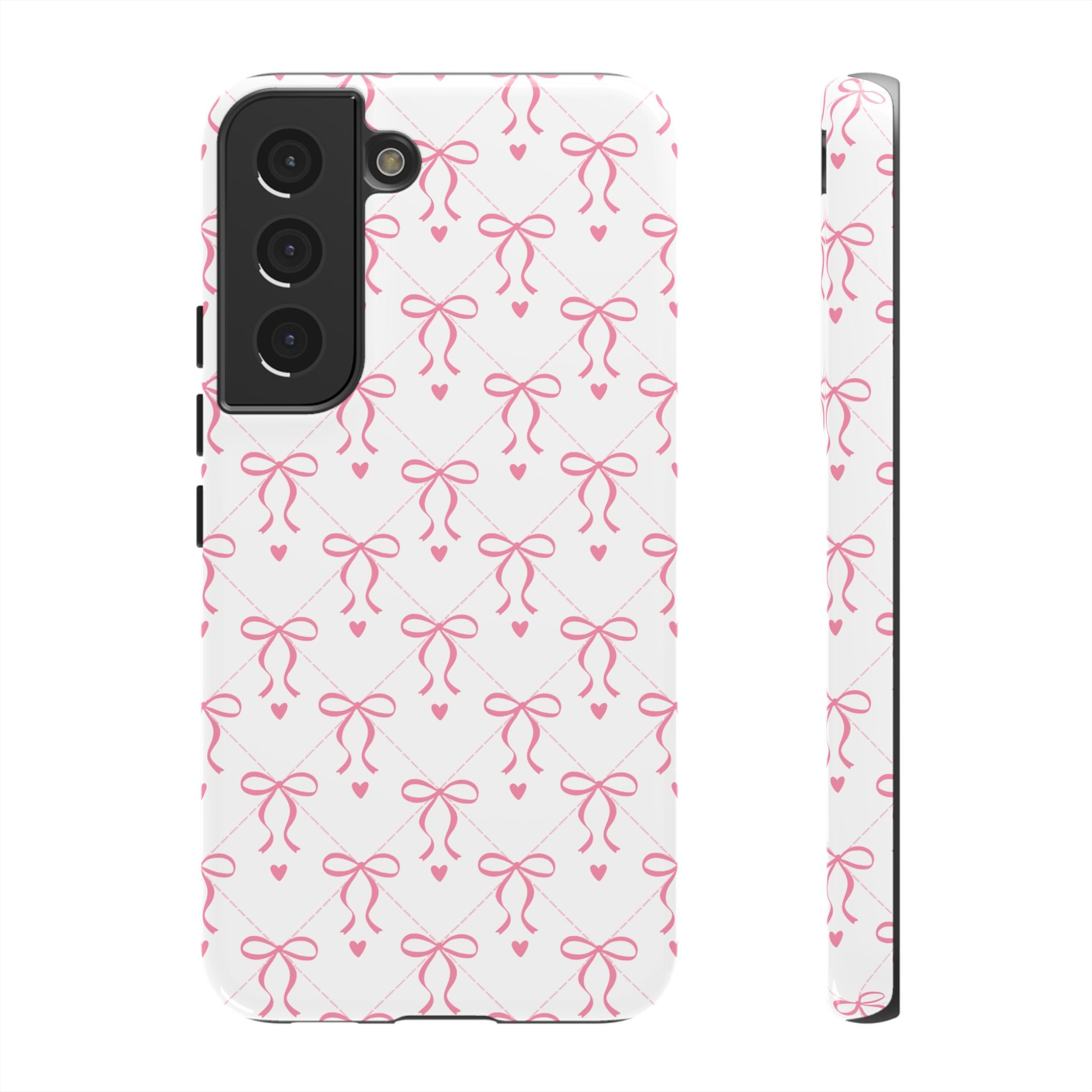 Pink Bow Pattern Phone Case — Cute Feminine Tough Case