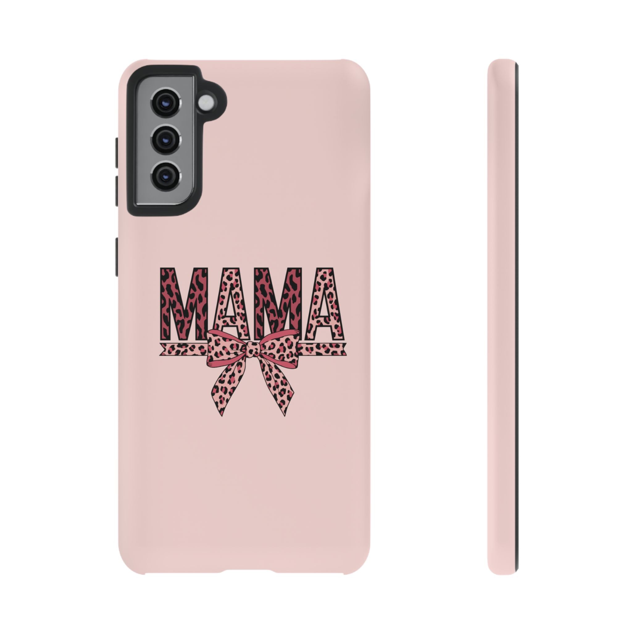 Mama Leopard Bow Phone Case — Pink Tough Protective iPhone Cover