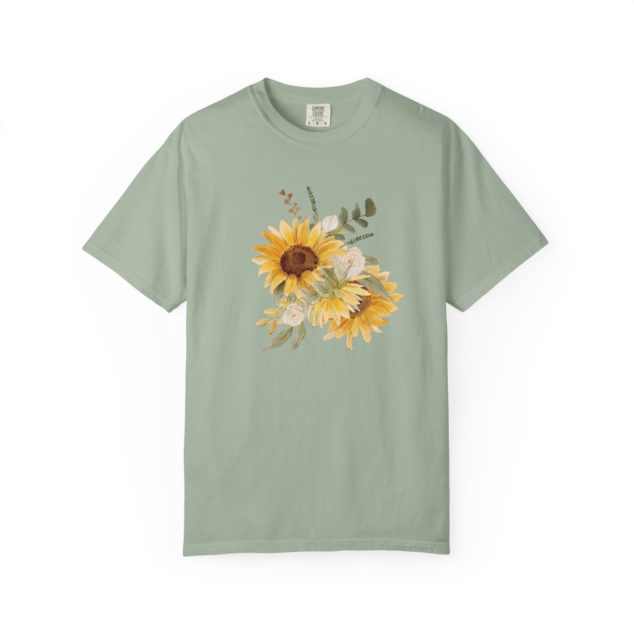 Sunflower Bouquet T-shirt | Watercolor Floral Tee, Yellow Sunflowers