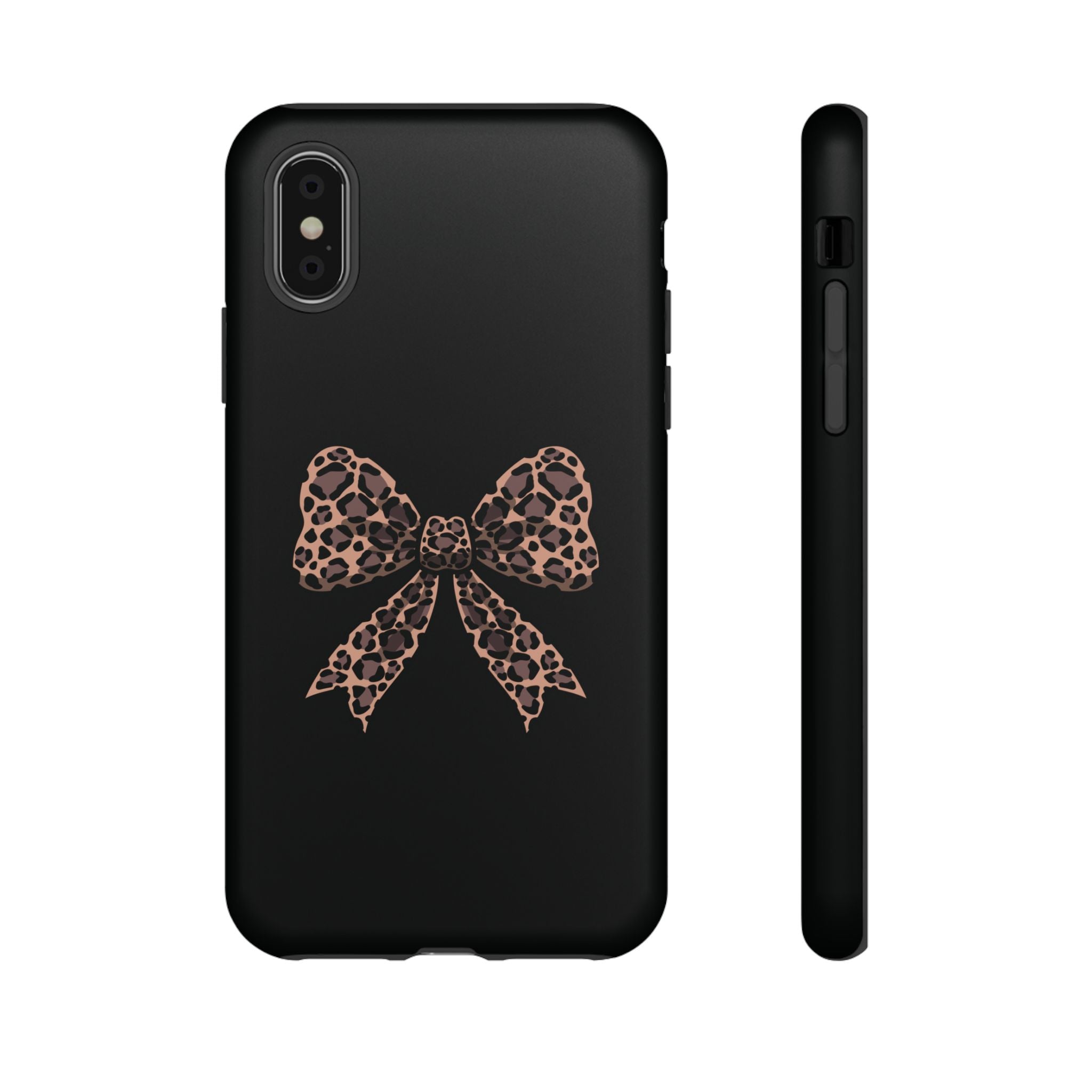 Leopard Print Bow Tough Phone Case — Cute Chic Protective Cover