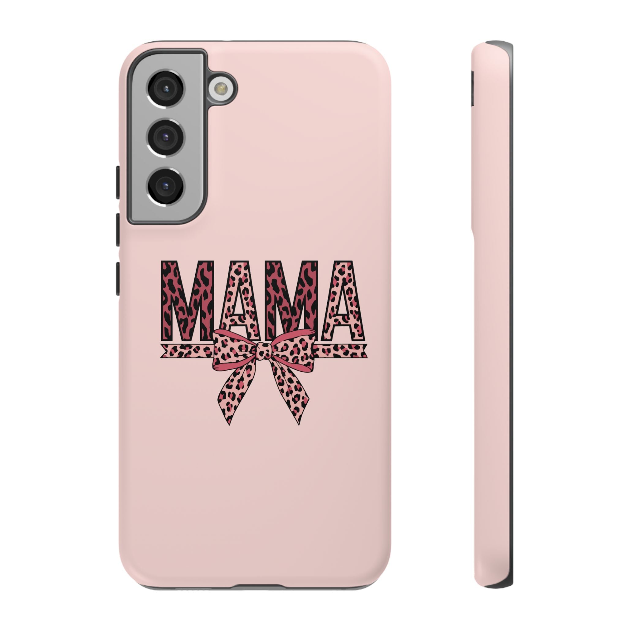 Mama Leopard Bow Phone Case — Pink Tough Protective iPhone Cover