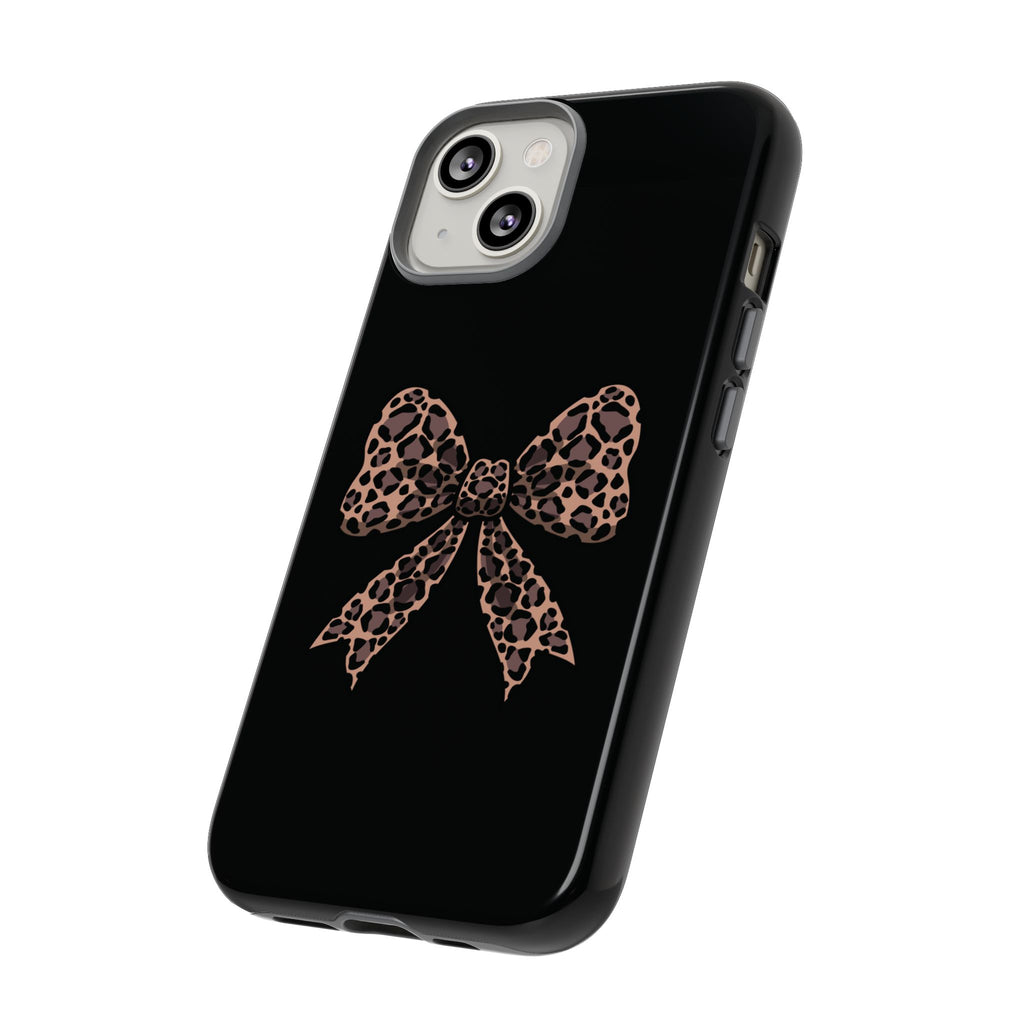 Leopard Print Bow Tough Phone Case — Cute Chic Protective Cover