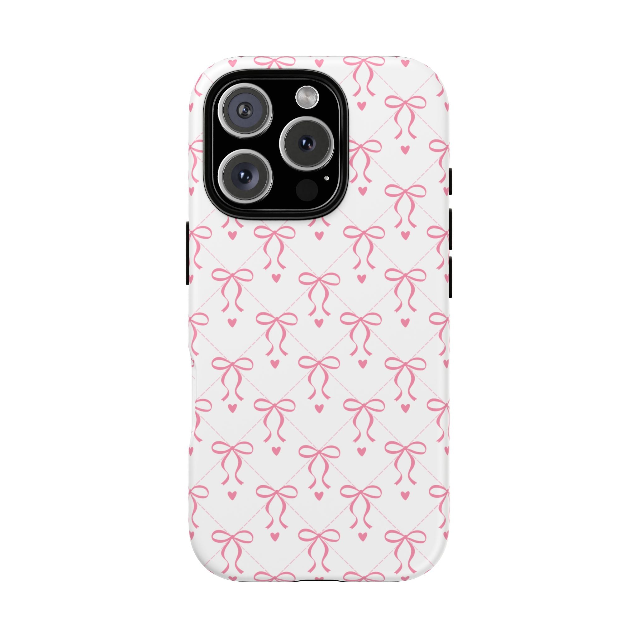 Pink Bow Pattern Phone Case — Cute Feminine Tough Case