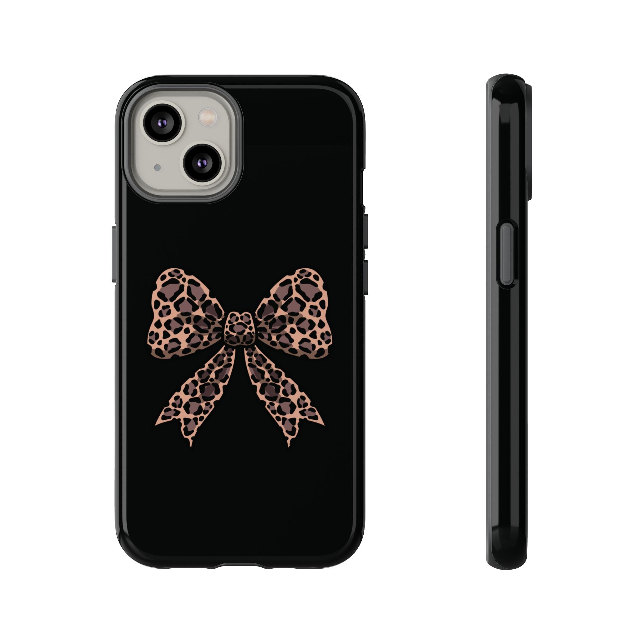Leopard Print Bow Tough Phone Case — Cute Chic Protective Cover