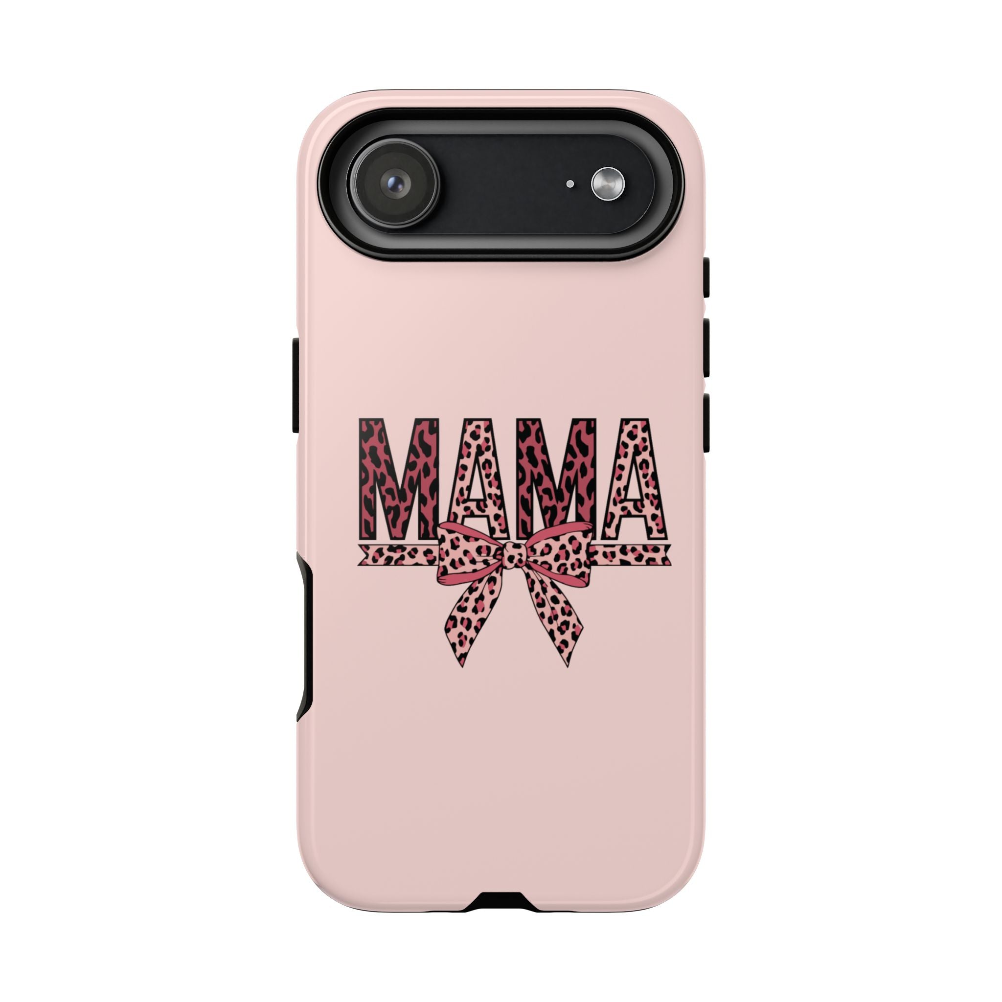 Mama Leopard Bow Phone Case — Pink Tough Protective iPhone Cover