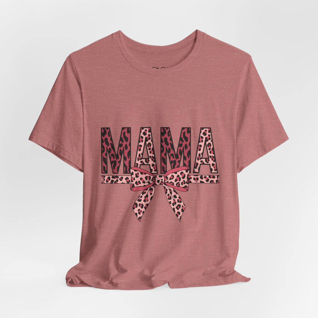 Mama Leopard Bow Tee — Floral Leopard Print "MAMA" Mother's Day T‑Shirt
