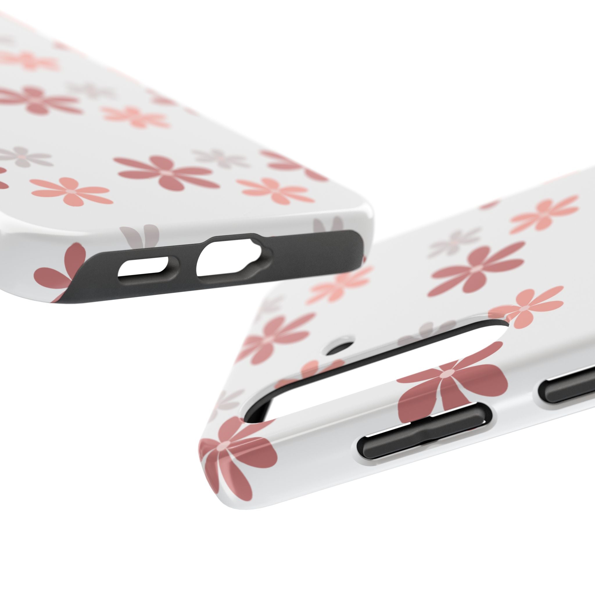 Floral Daisy Tough Phone Case — Pink Retro Flower Pattern, Protective Shockproof Phone Cover