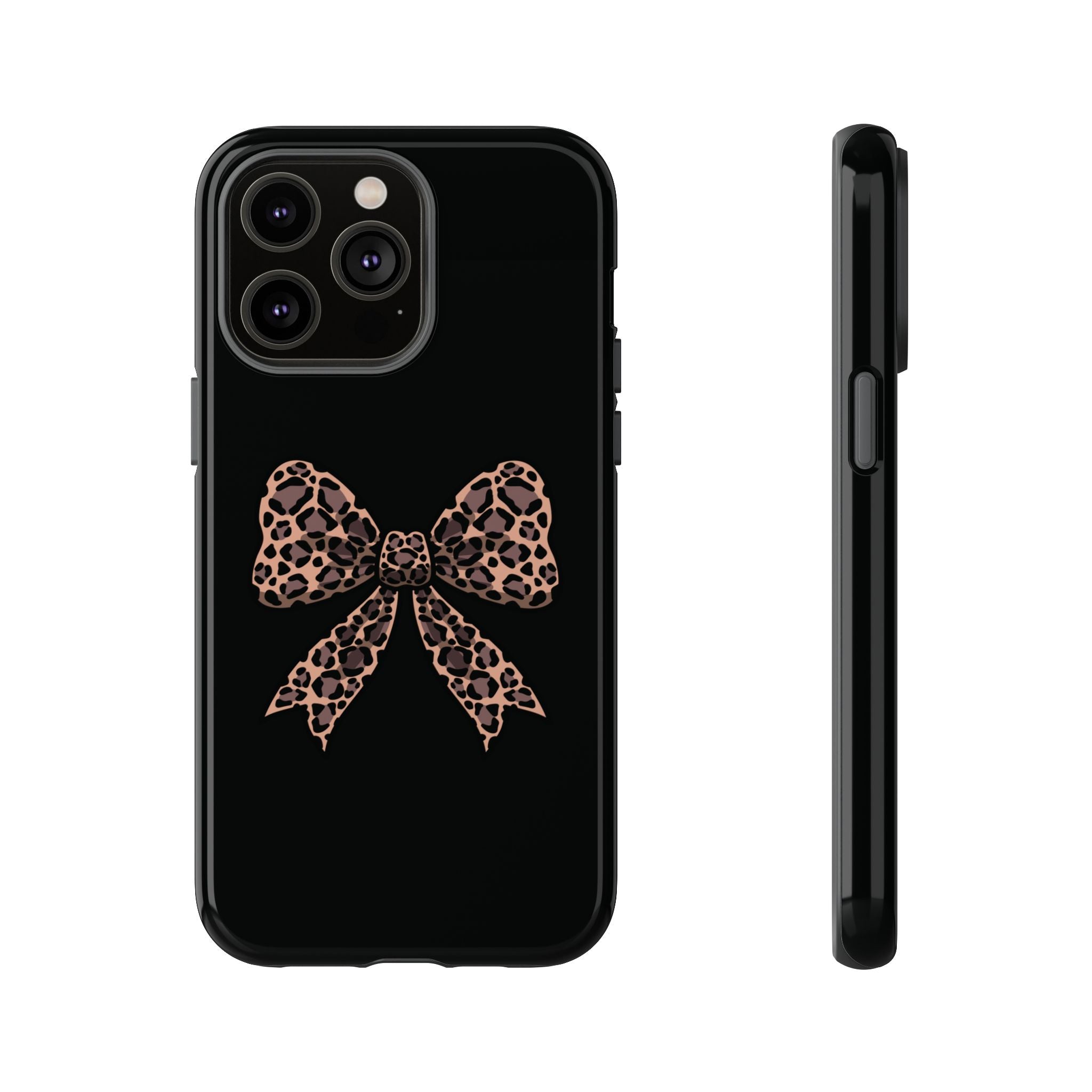 Leopard Print Bow Tough Phone Case — Cute Chic Protective Cover