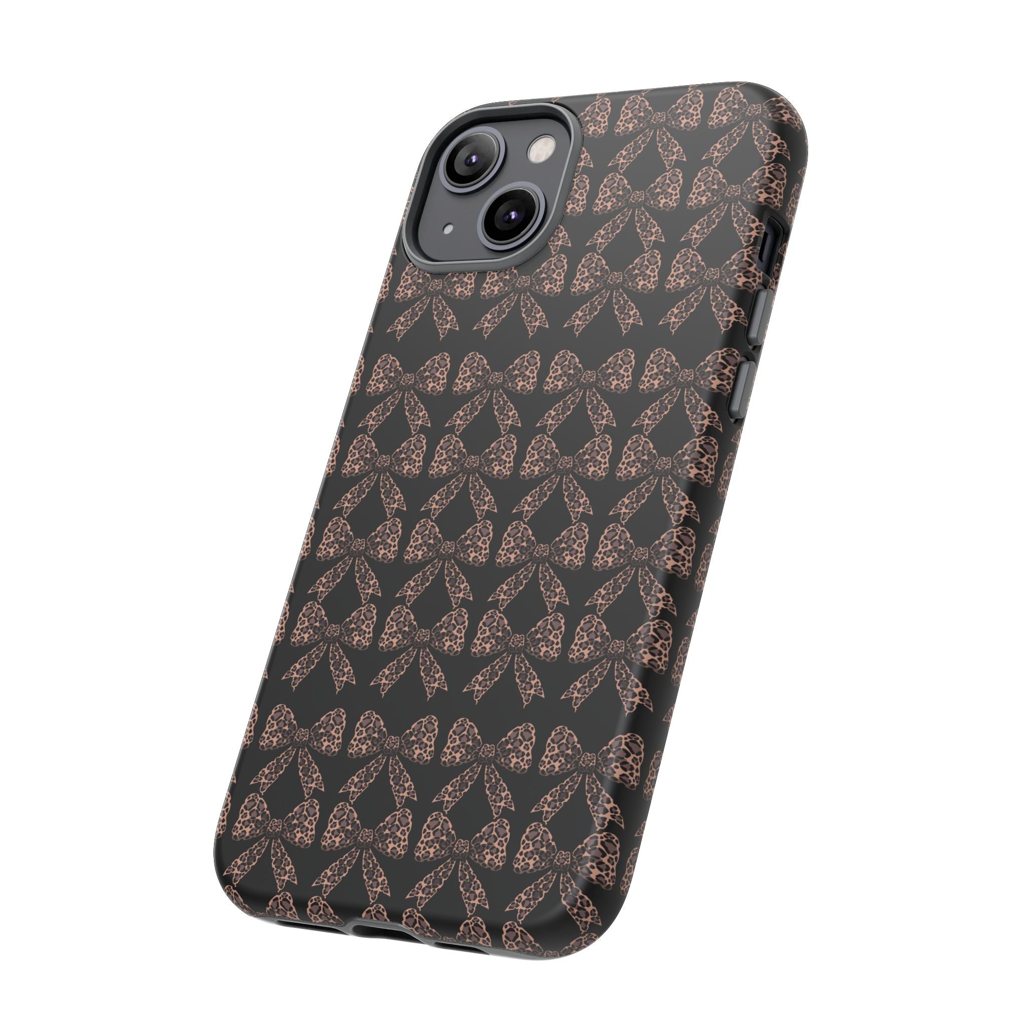 Leopard Print Bow Tough Phone Case — Black & Gold Pattern