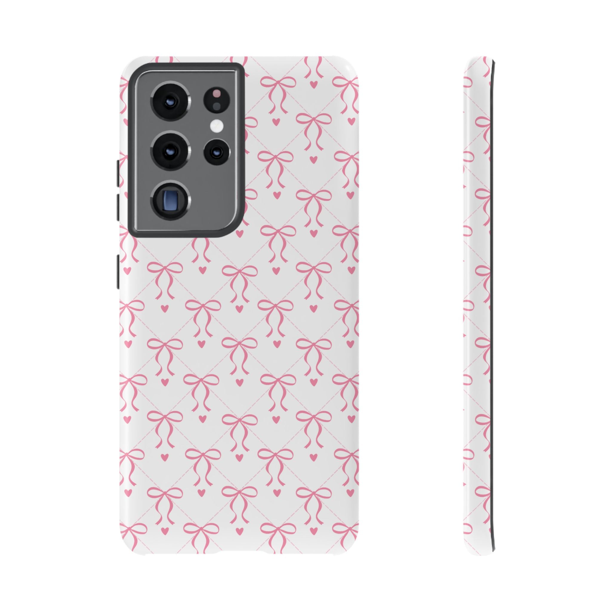 Pink Bow Pattern Phone Case — Cute Feminine Tough Case