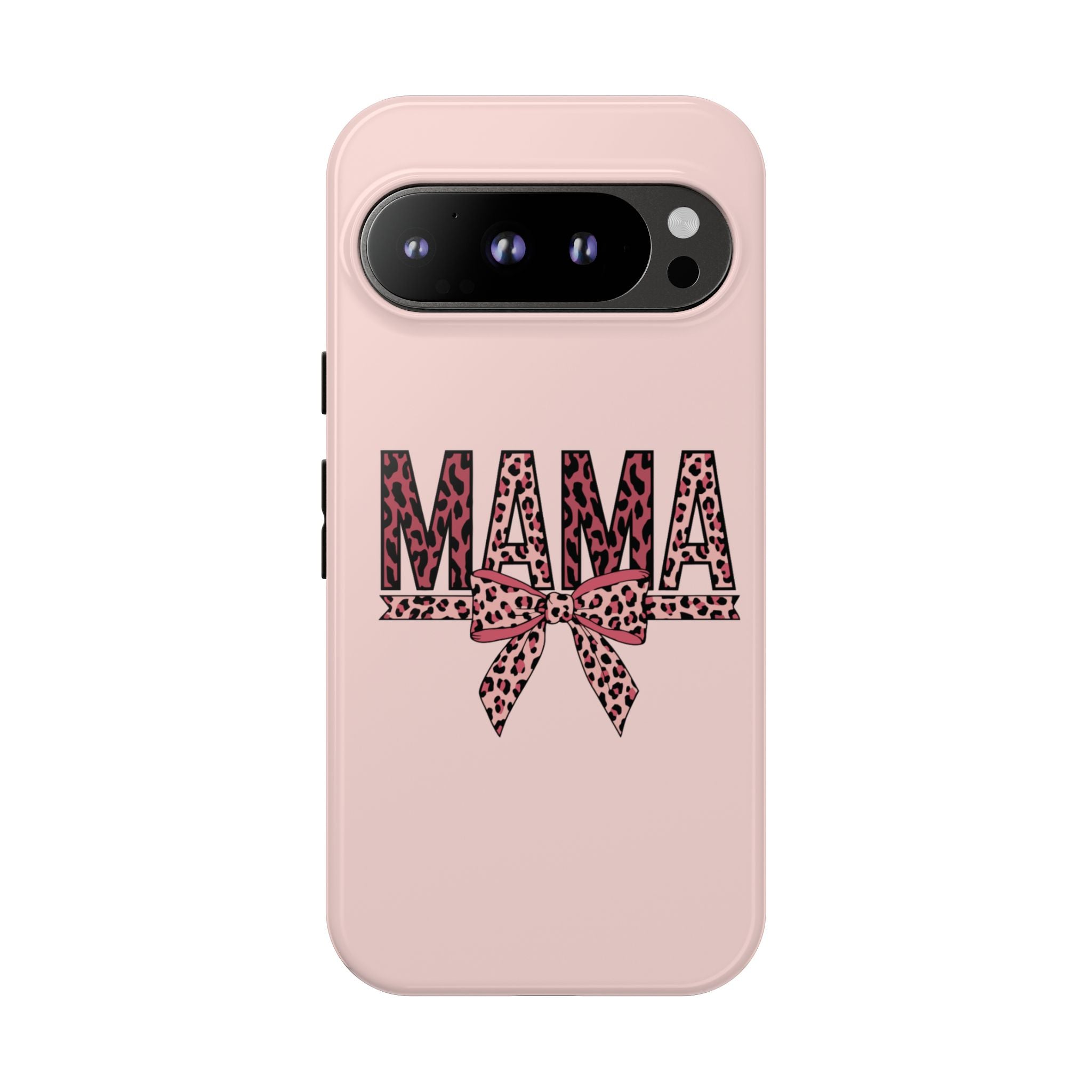 Mama Leopard Bow Phone Case — Pink Tough Protective iPhone Cover
