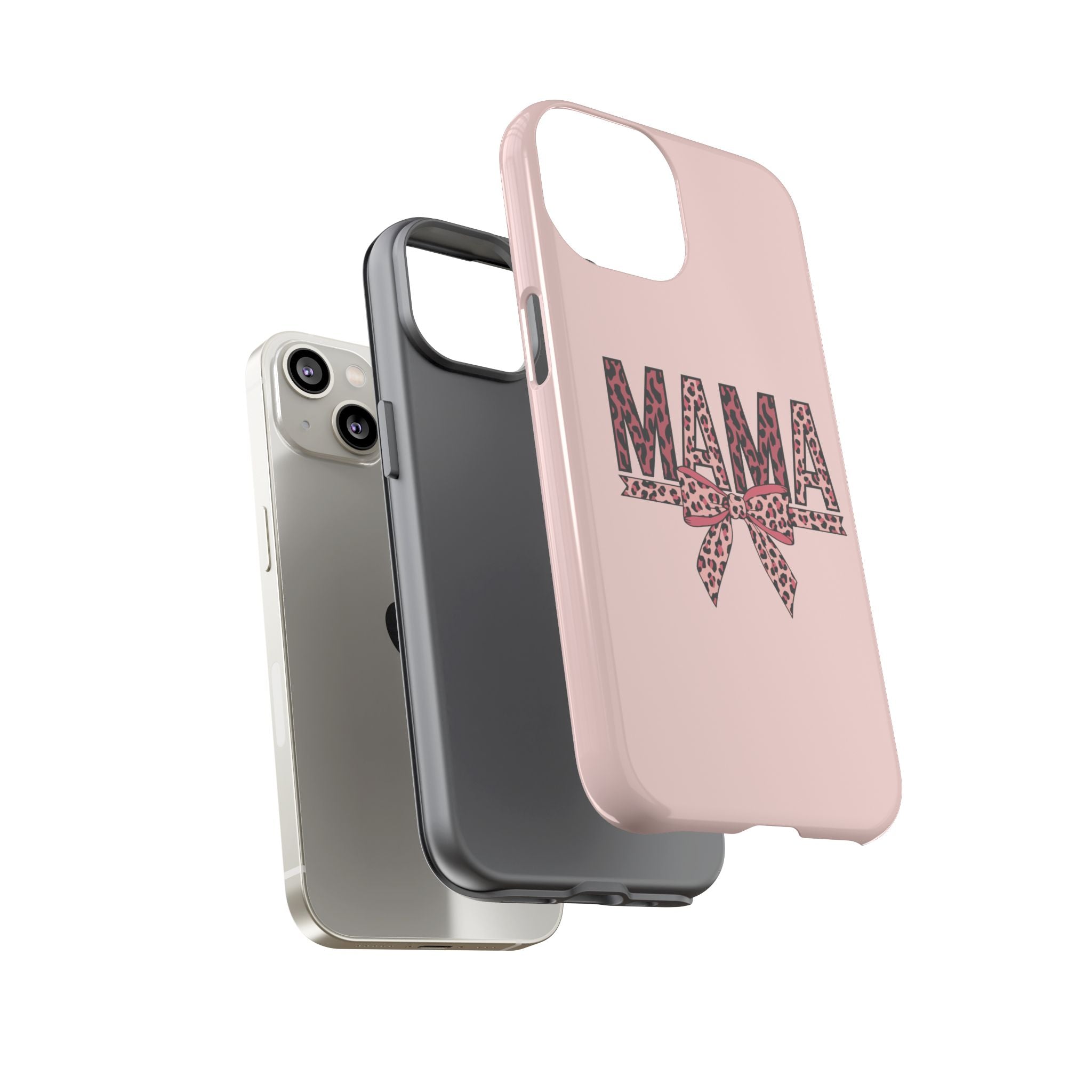 Mama Leopard Bow Phone Case — Pink Tough Protective iPhone Cover
