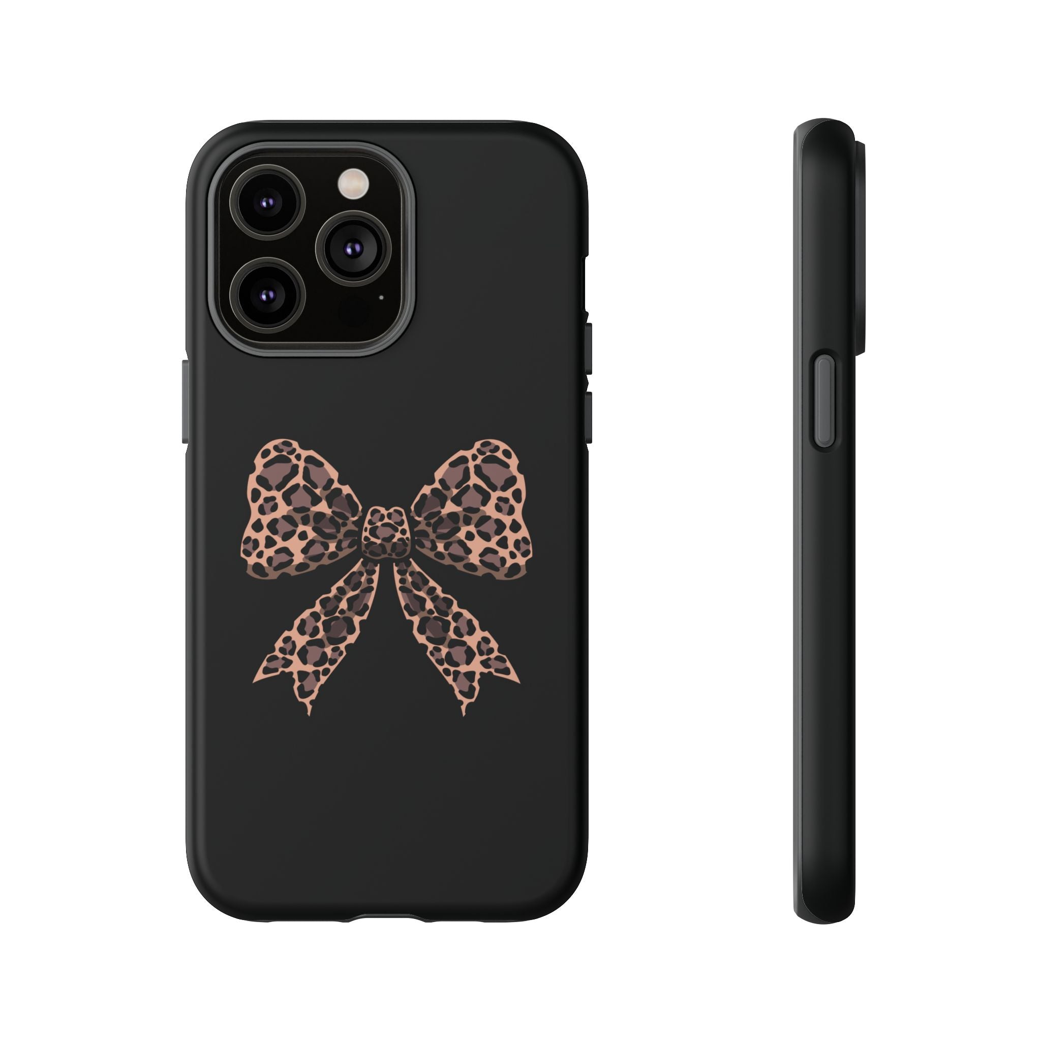 Leopard Print Bow Tough Phone Case — Cute Chic Protective Cover