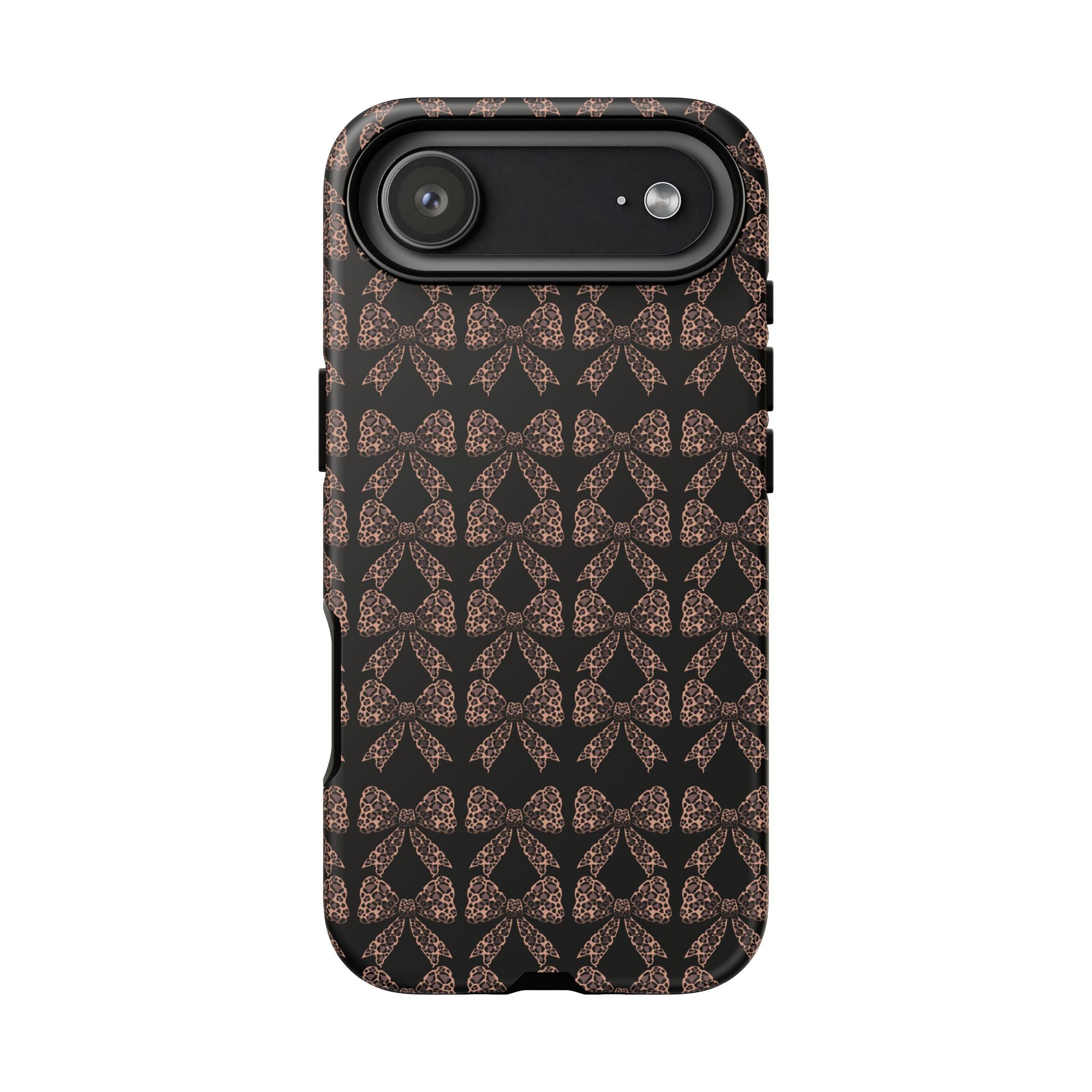 Leopard Print Bow Tough Phone Case — Black & Gold Pattern