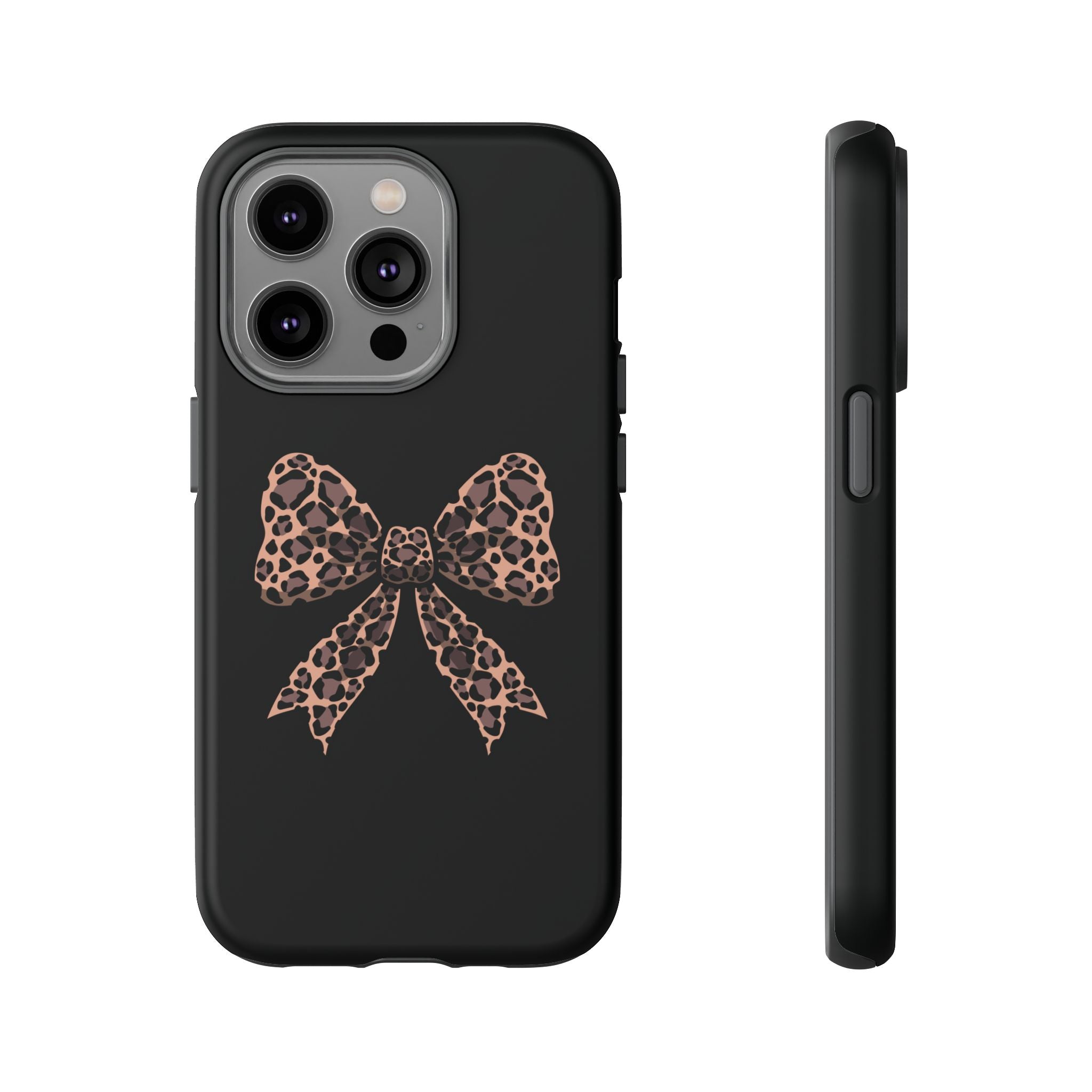 Leopard Print Bow Tough Phone Case — Cute Chic Protective Cover