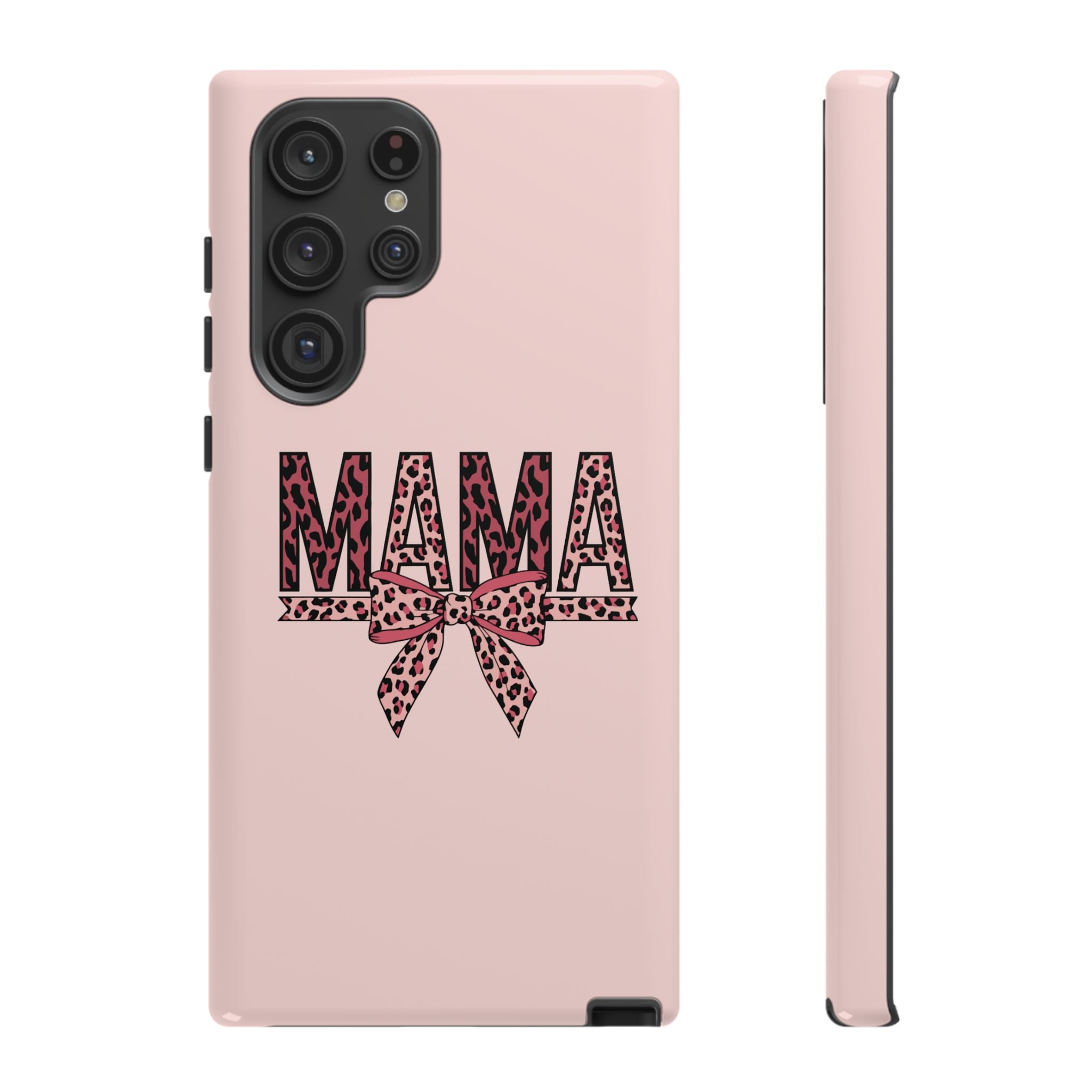 Mama Leopard Bow Phone Case — Pink Tough Protective iPhone Cover