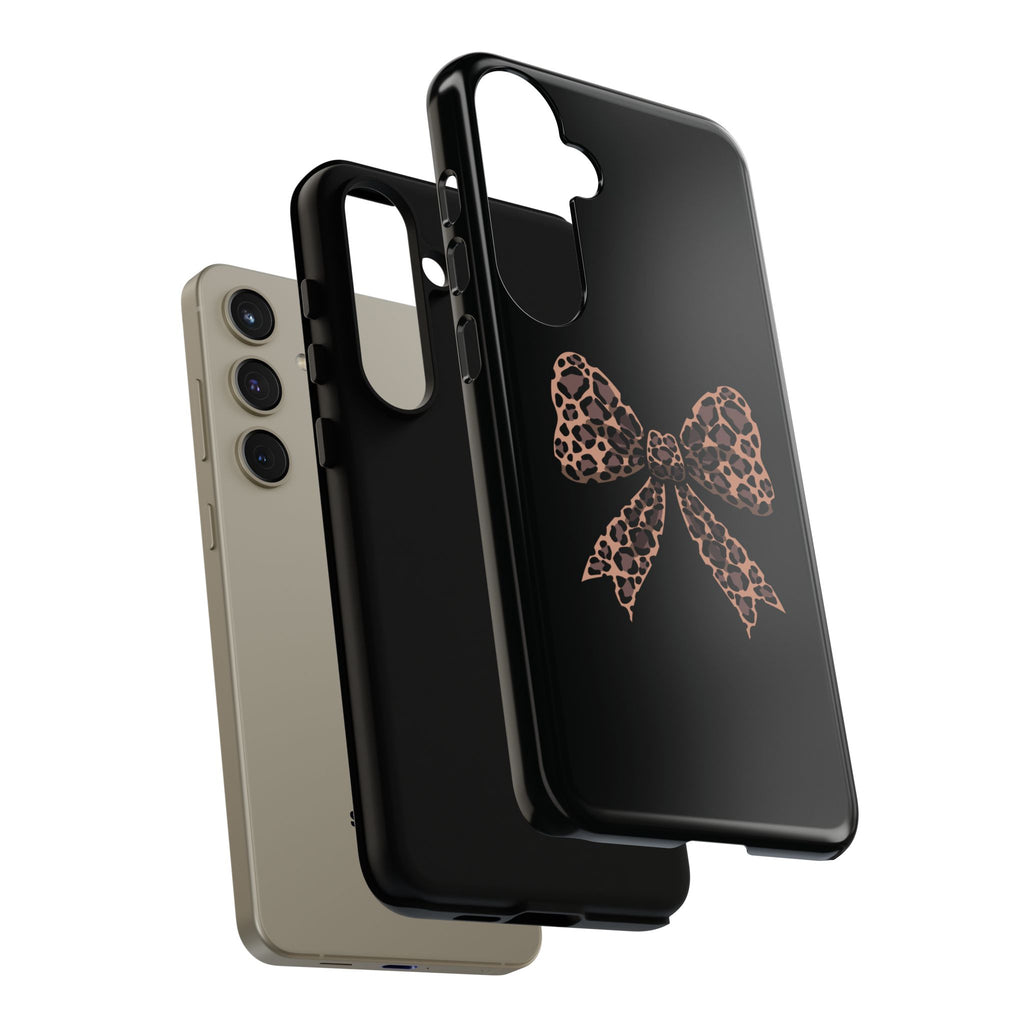 Leopard Print Bow Tough Phone Case — Cute Chic Protective Cover