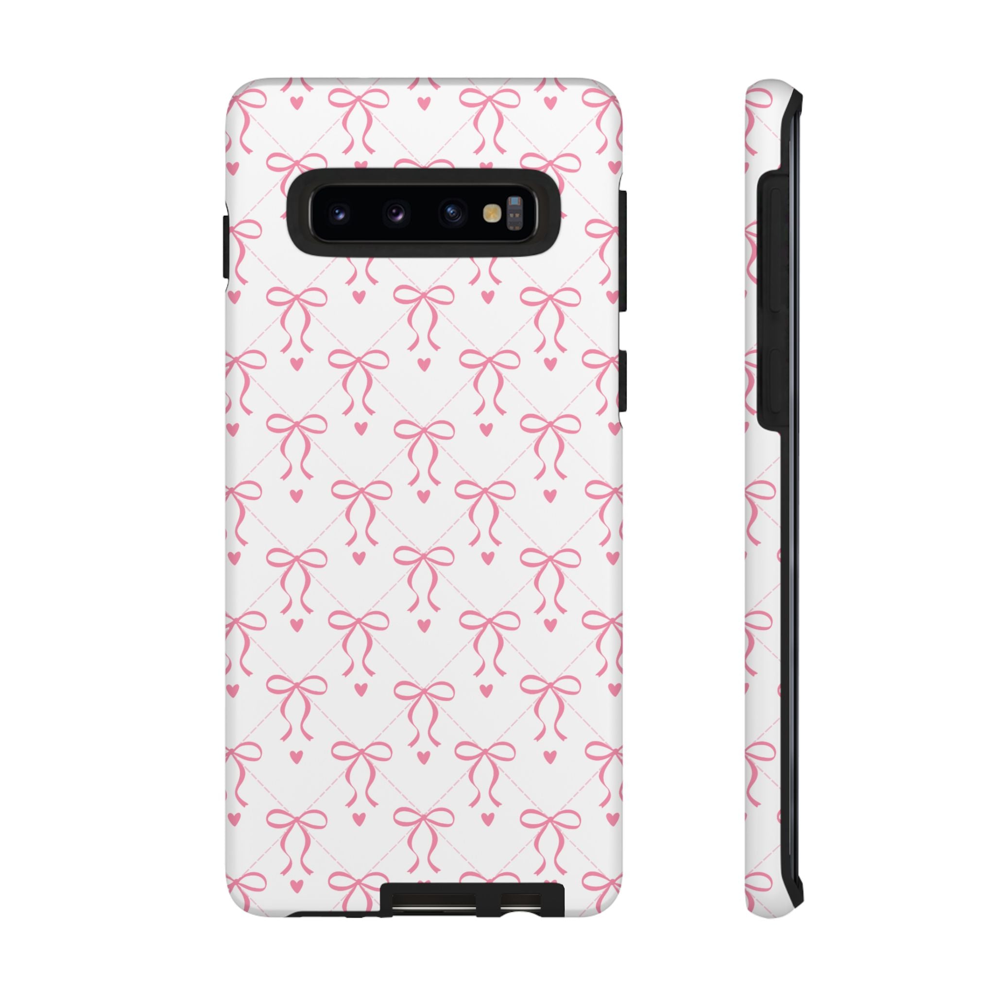 Pink Bow Pattern Phone Case — Cute Feminine Tough Case