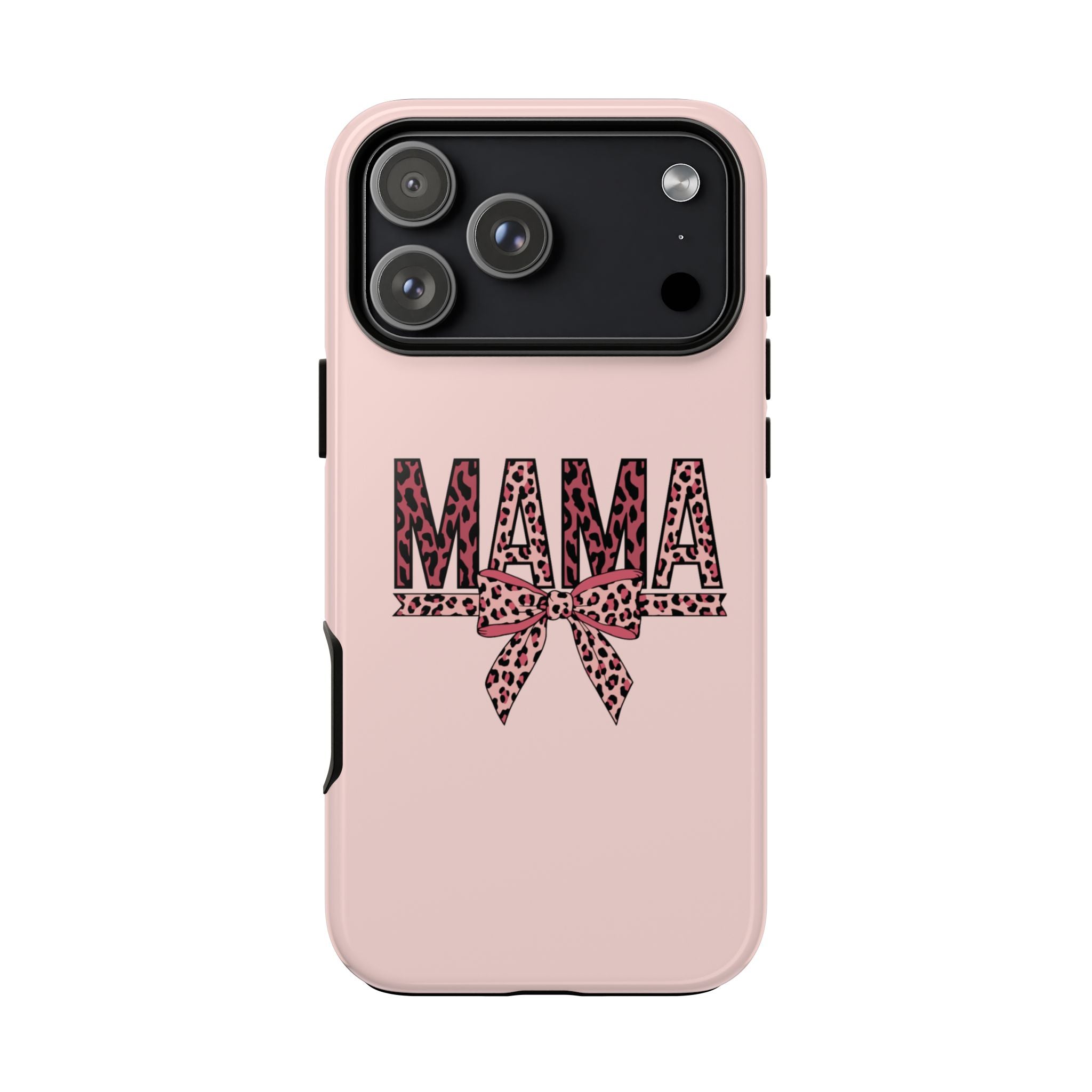Mama Leopard Bow Phone Case — Pink Tough Protective iPhone Cover