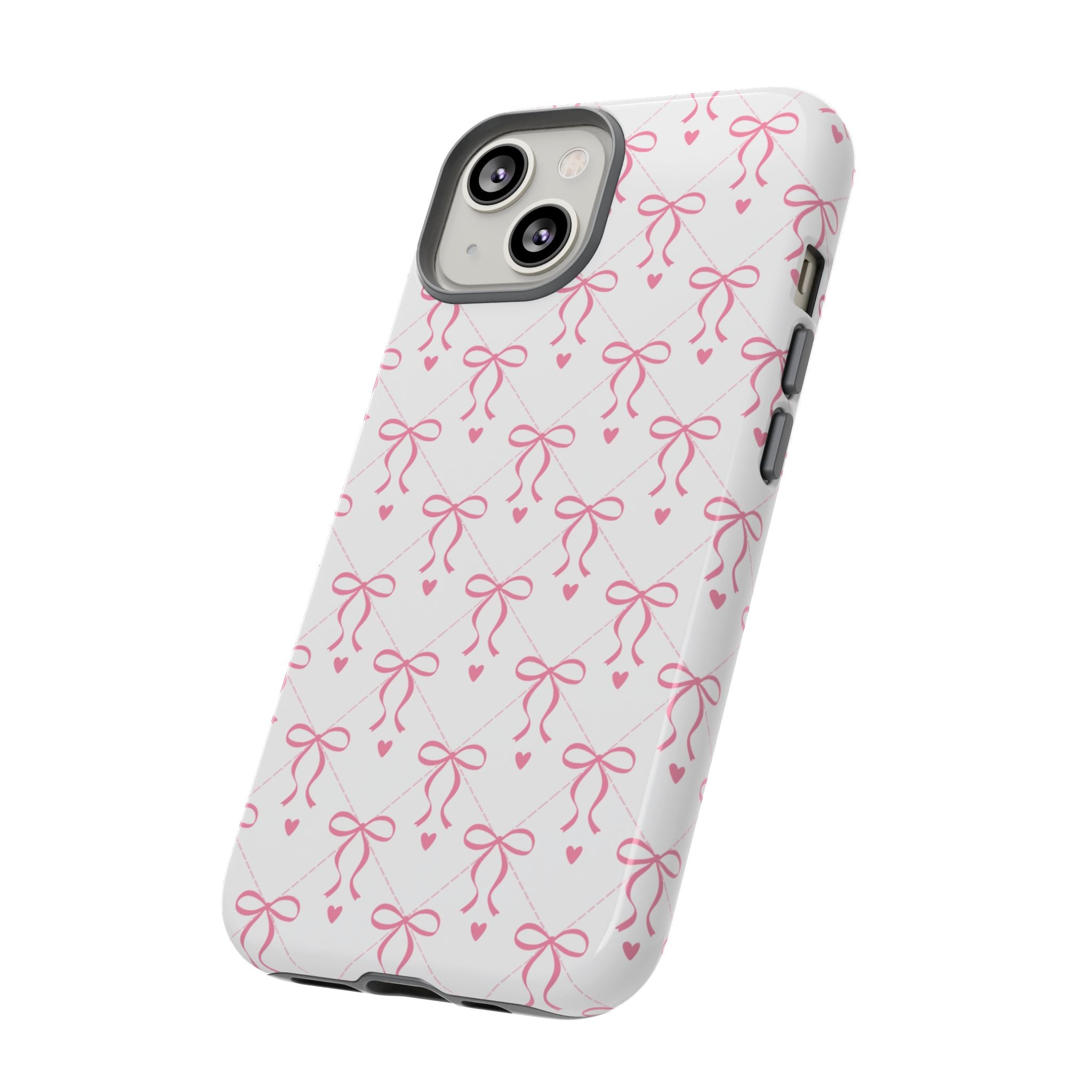 Pink Bow Pattern Phone Case — Cute Feminine Tough Case