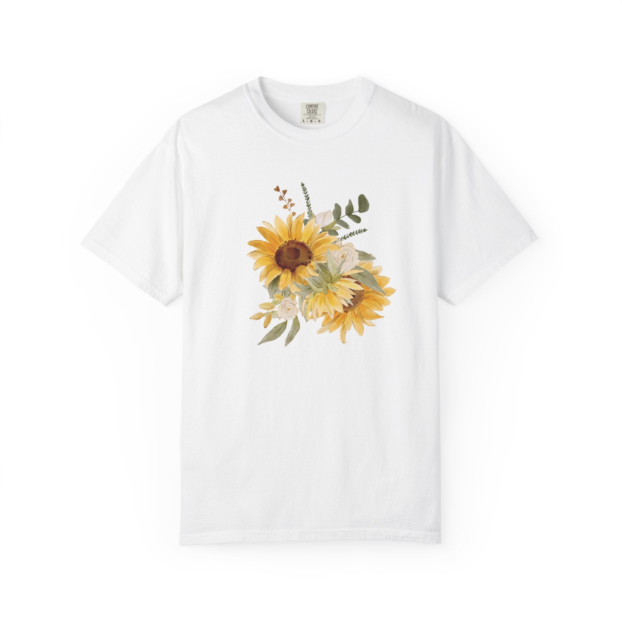 Sunflower Bouquet T-shirt | Watercolor Floral Tee, Yellow Sunflowers