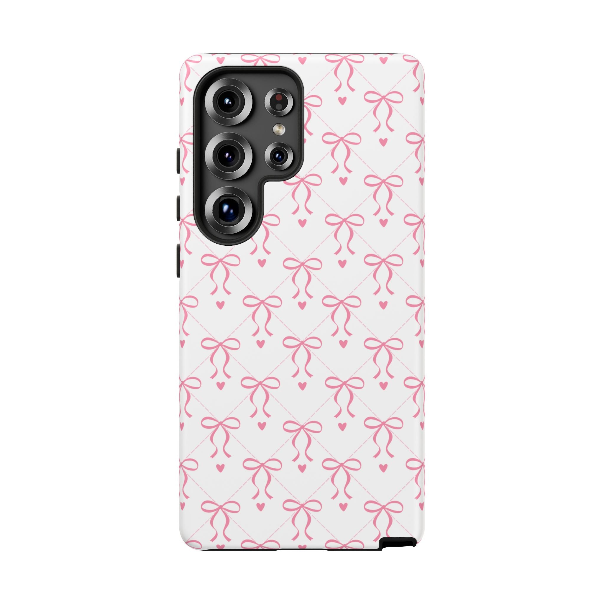 Pink Bow Pattern Phone Case — Cute Feminine Tough Case