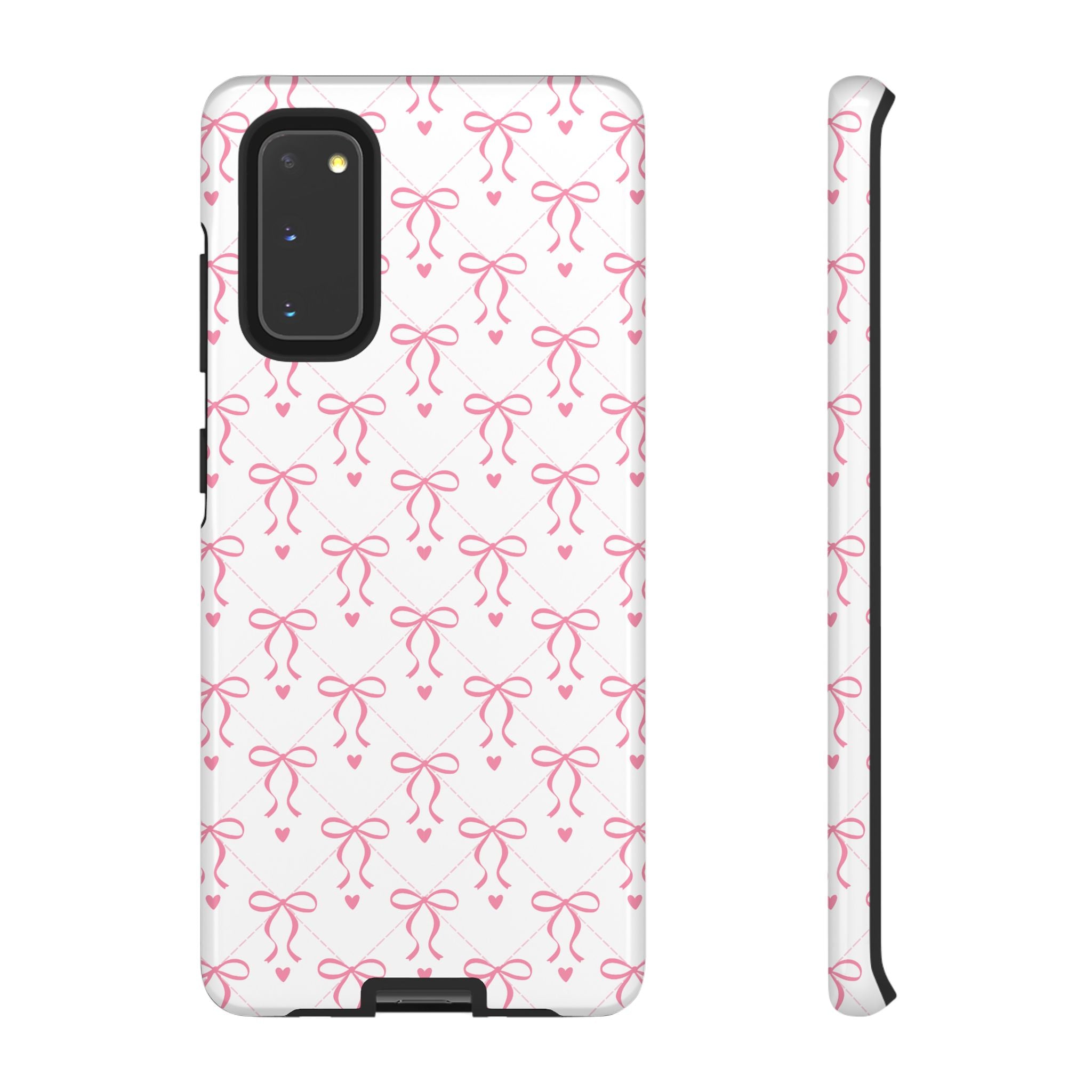 Pink Bow Pattern Phone Case — Cute Feminine Tough Case