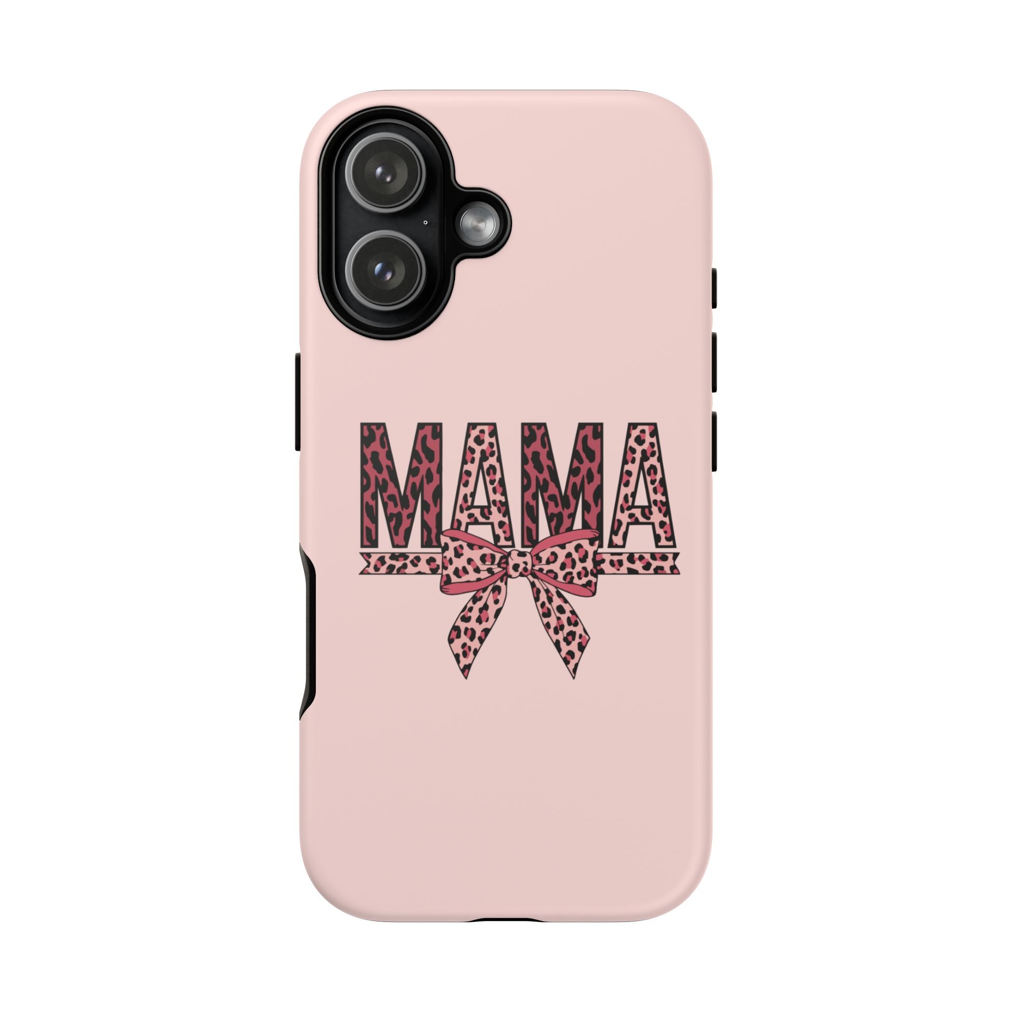 Mama Leopard Bow Phone Case — Pink Tough Protective iPhone Cover