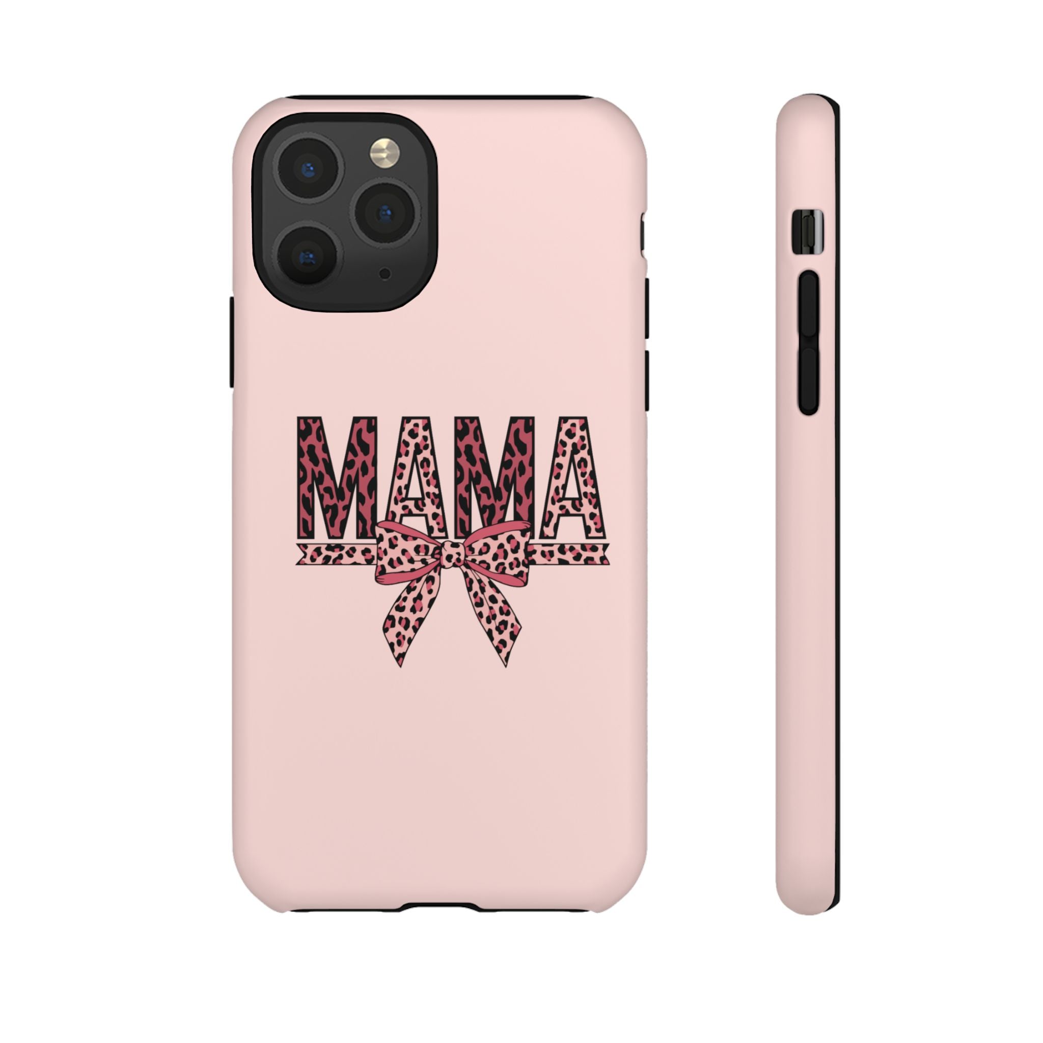 Mama Leopard Bow Phone Case — Pink Tough Protective iPhone Cover