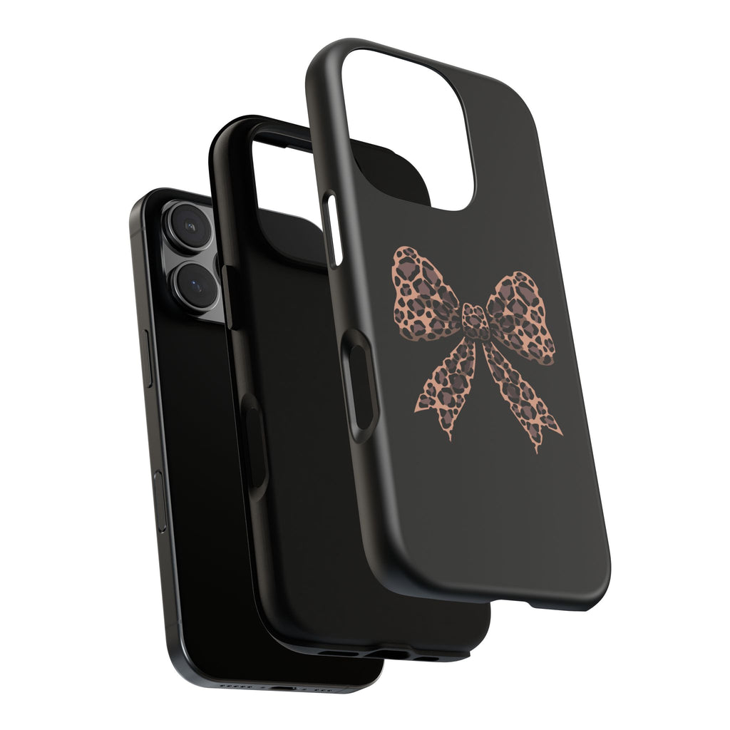 Leopard Print Bow Tough Phone Case — Cute Chic Protective Cover